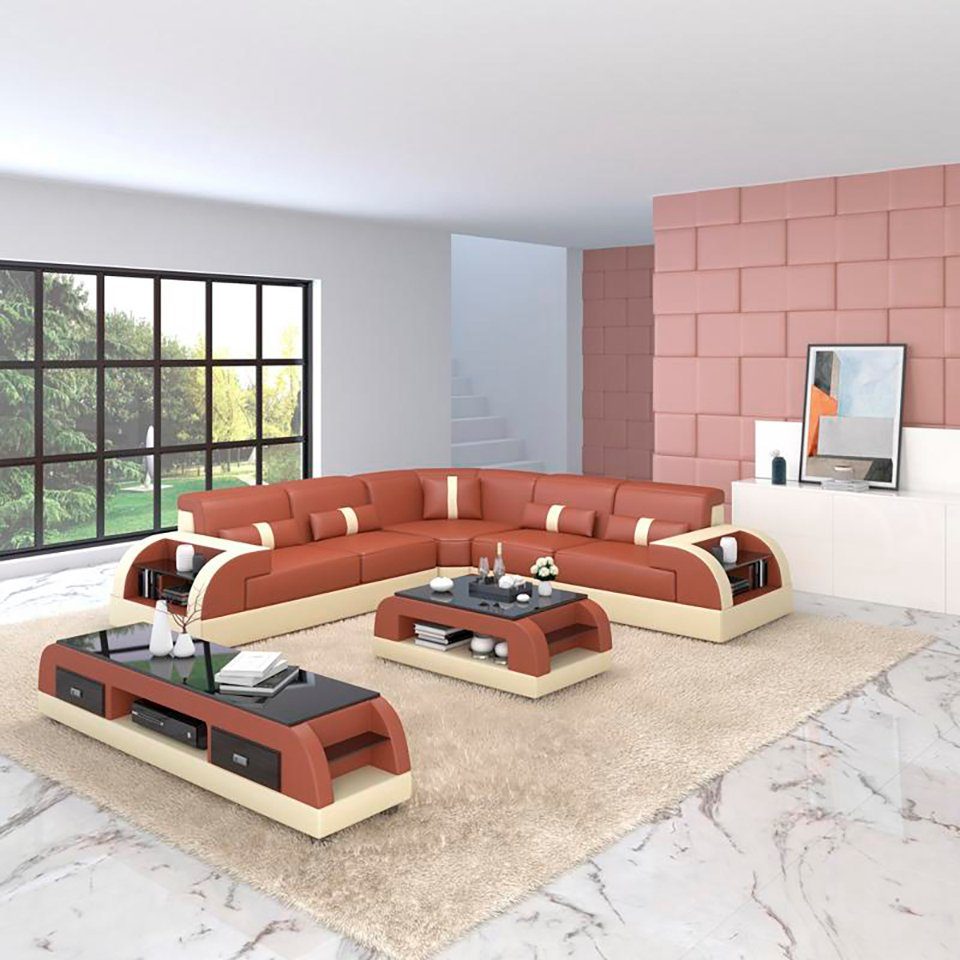 JVmoebel Ecksofa, Wohnlandschaft L-Form Leder Polster Ecksofa Couch Sofa Design Ecke