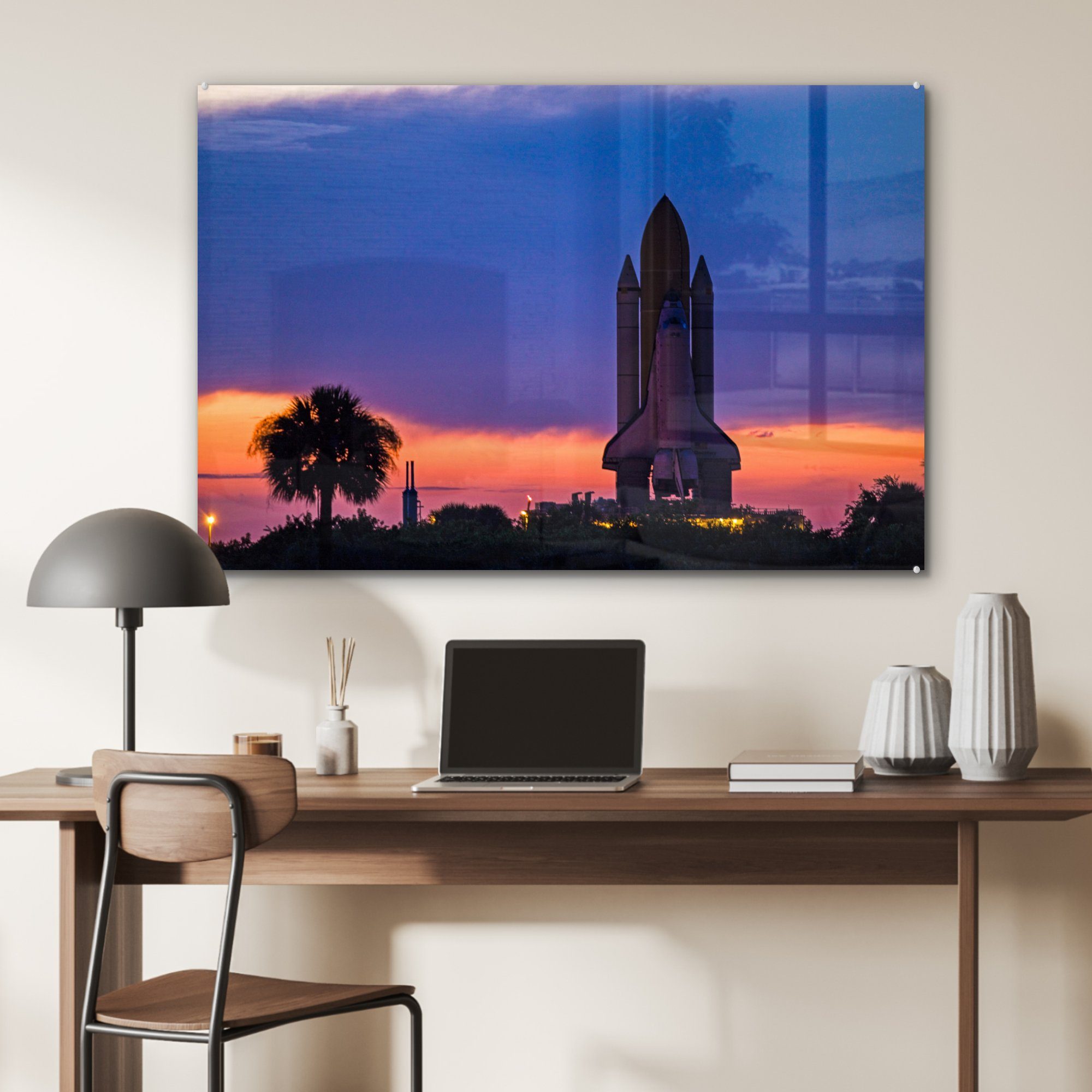 MuchoWow Acrylglasbild Space Shuttle - St), Schlafzimmer Wohnzimmer & NASA, (1 Acrylglasbilder Rakete 
