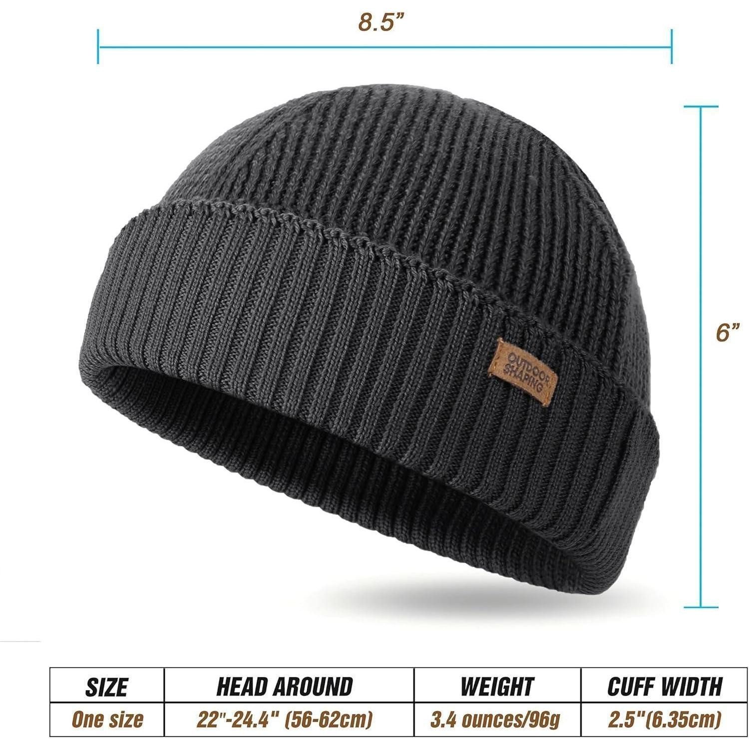 LuxusKollektion Beanie Wollmütze Merino Fisherman Beanie Herren Damen Geschenkbox Schwarz