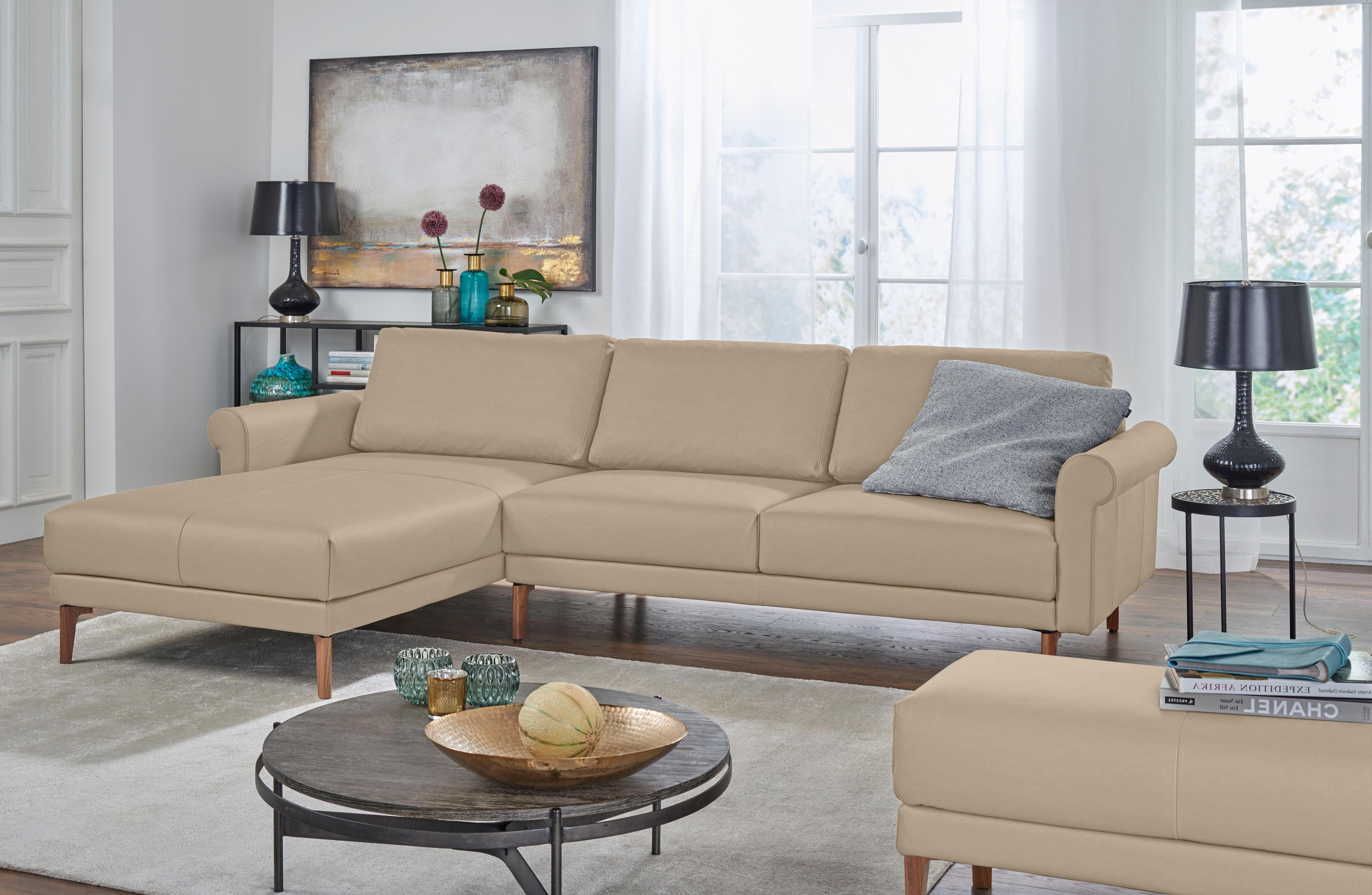 hülsta sofa Ecksofa hs.450, Armlehne Schnecke modern Landhaus, Breite 282 cm, Fuß Nussbaum