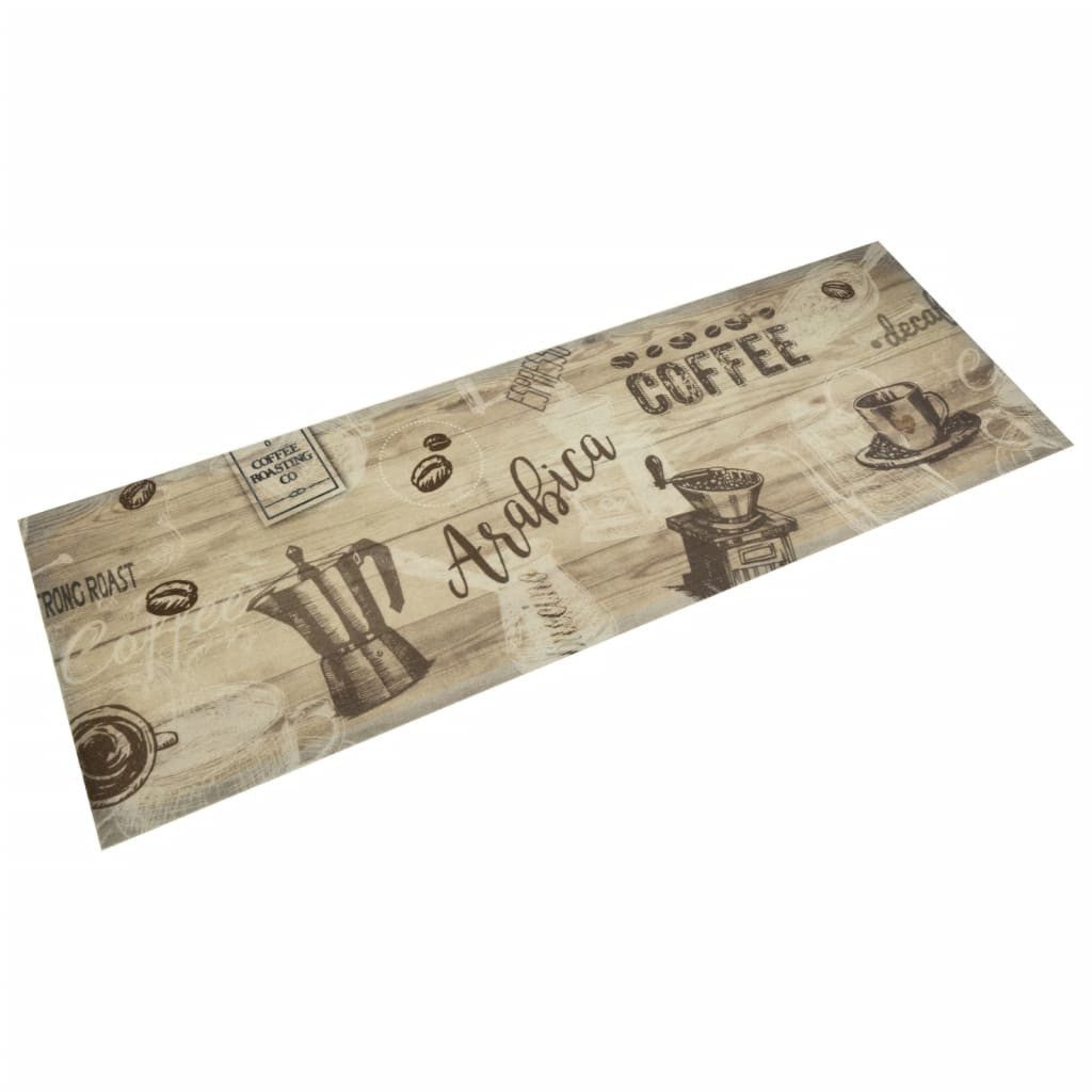 furnicato Teppich Trendige Bodenmatte 180 x 60 cm in Kaffee-Aufdruck Braun, 60 x 180 cm, Maschinenwaschbarer Teppichläufer mit rutschfester Latexbasis