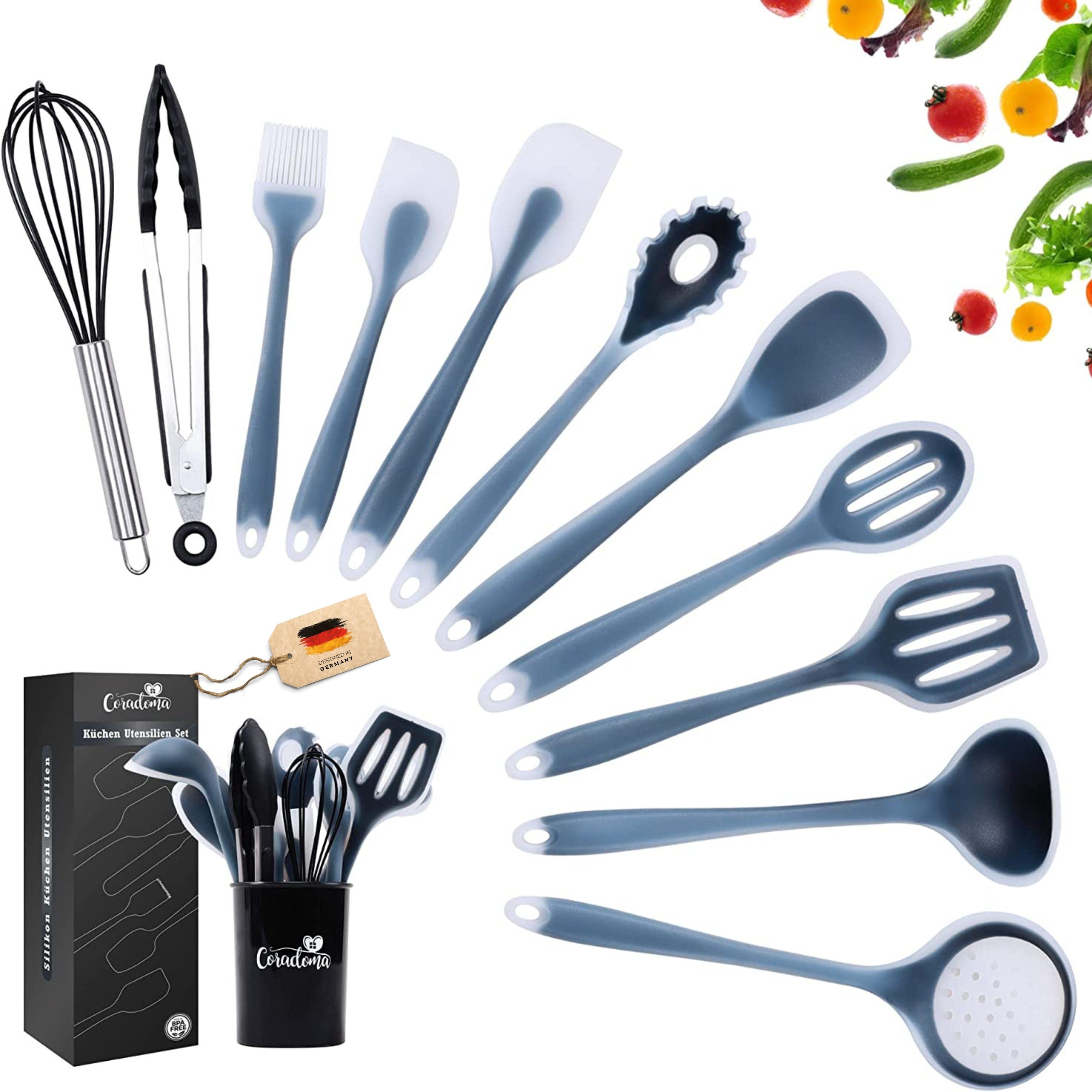 Coradoma Kochbesteck-Set Küchenutensilien 12er Set aus Silikon Geschirrset Küchenhelfer (12-tlg)