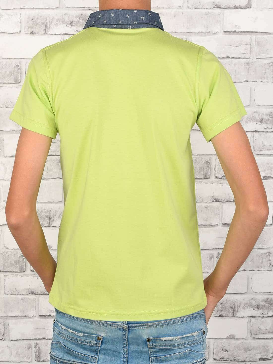 Polo Kontrastfarben Casual Kurzarmshirt (1-tlg) Jungen Hellgrün Shirt BEZLIT mit