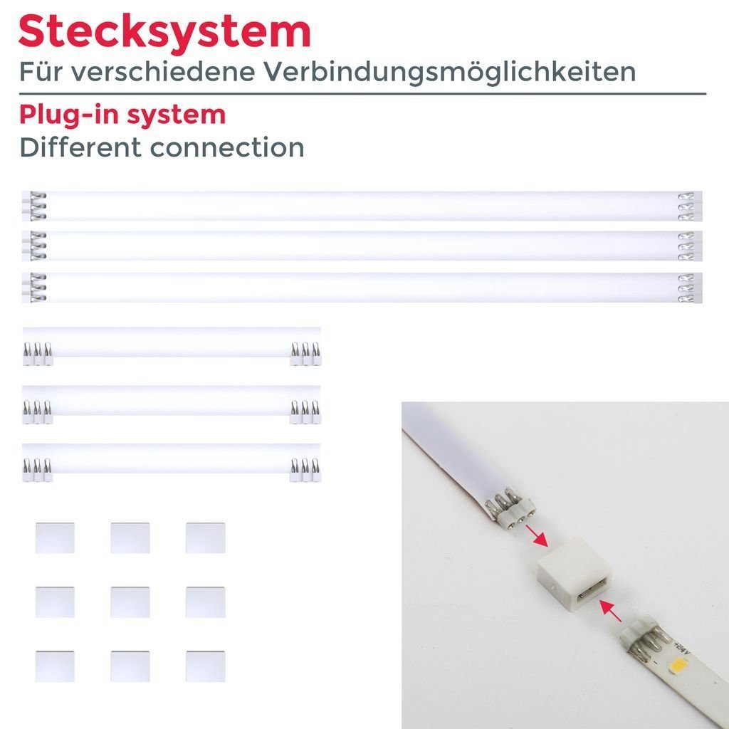 Lichtleiste Schalter Schrankleuchte integriert, LED Helle fest 4.000K Küchenbeleuchtung Strip BKL1179, LED mit Unterbauleuchte Stripes LED 4x50cm Neutralweiß, - B.K.Licht 1.100lm