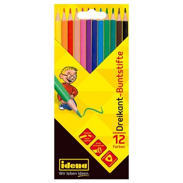 Idena Buntstift Idena 20133 - Buntstifte in 12 Farben, holzfreie Farbstifte in ergonom