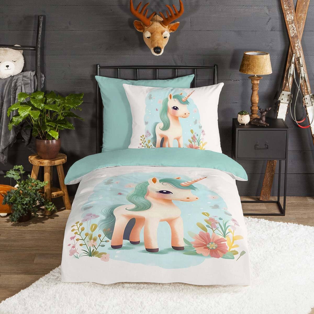 TRAUMSCHLAF Bettwäsche Einhorn, Flanell, 2 teilig, besonders weich und warm günstig online kaufen