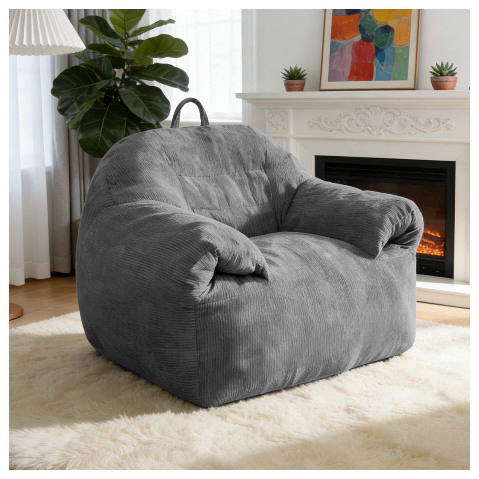 HAUSS SPOLE Loungesessel für Wohnzimmer,Loungesessel Relaxsofa mit integriertem Tragegriff,Grau