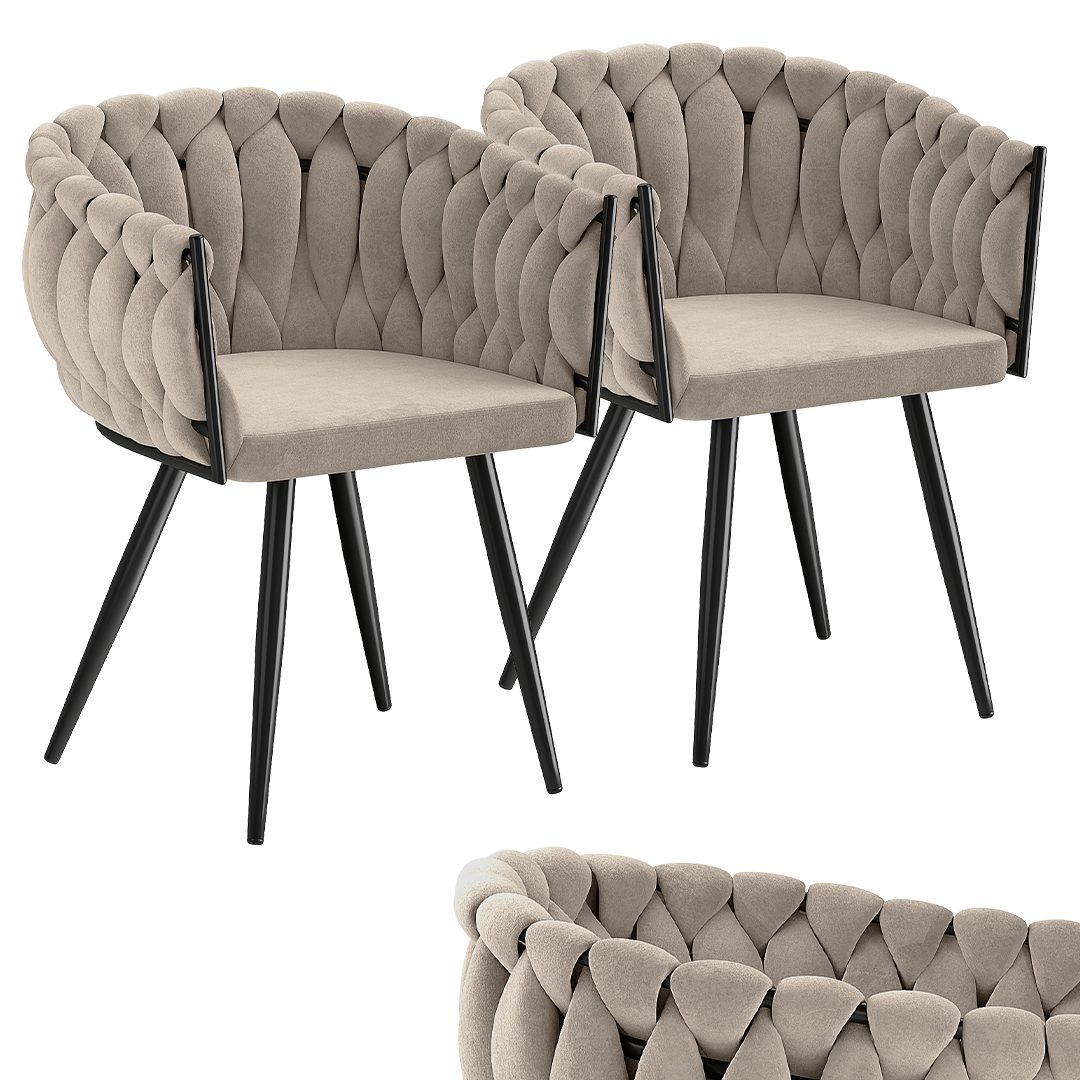 skølm Esszimmerstuhl & Drehstuhl Sudri mit Samtbezug gepolstert (2er Set, macchiato, Metallgestell, 2 St), Armlehnenstühle in Flecht-Look, verfügbar als 4er/6er Set