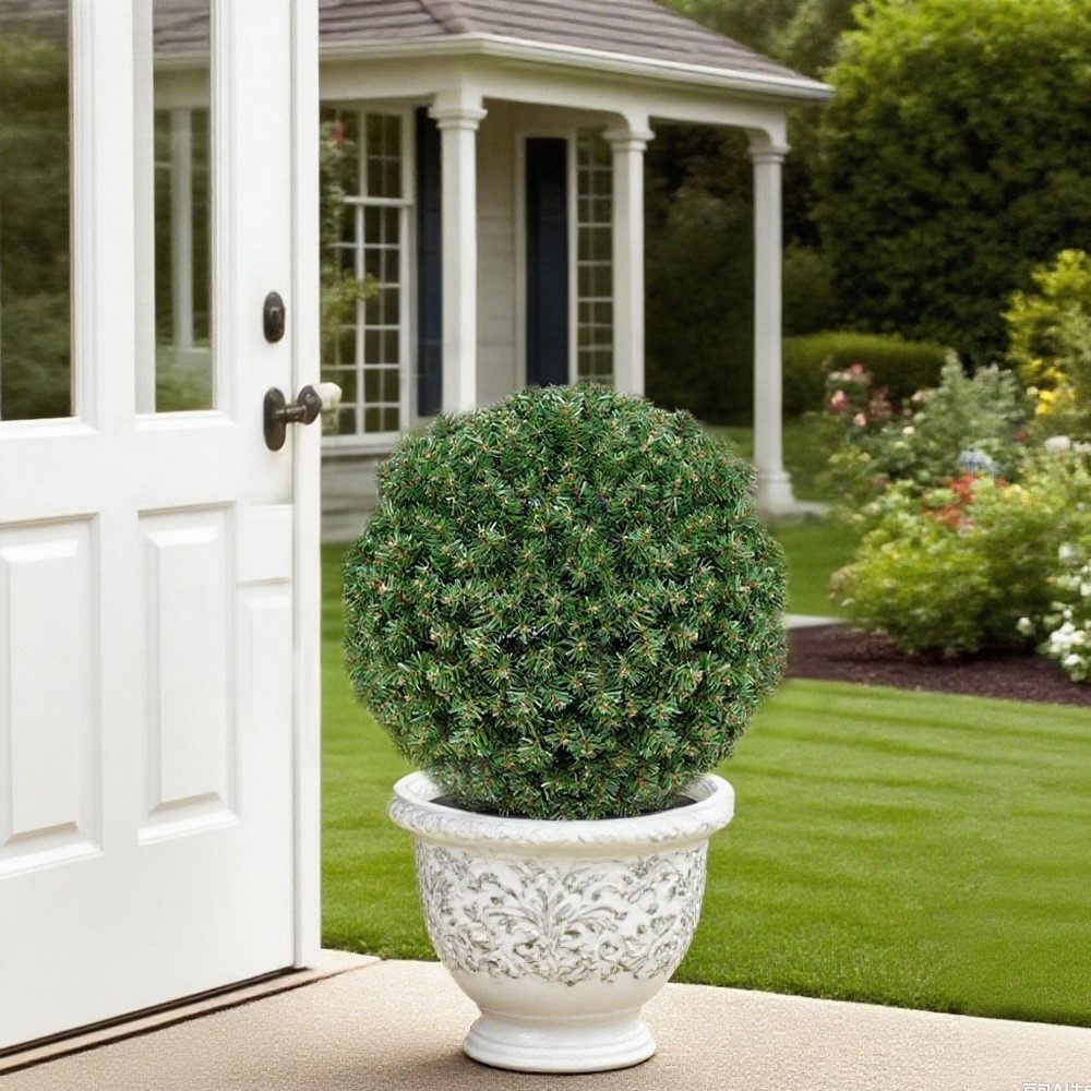 Kunstpflanze Künstliche Pflanze Kugel Weihnachtsdeko Tannenkugel 40 cm Kuns günstig online kaufen