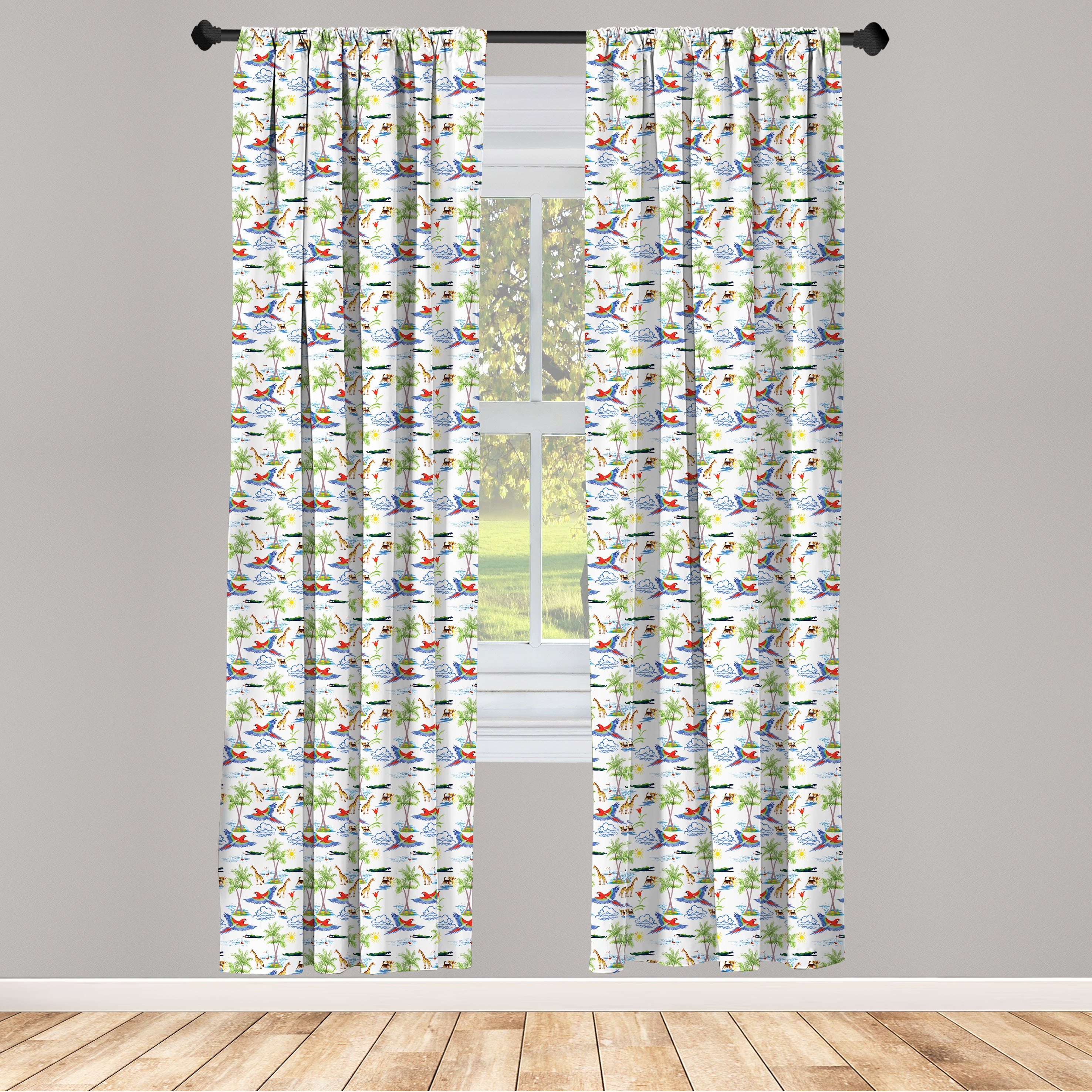 Gardine Vorhang für Wohnzimmer Schlafzimmer Microfaser, Tierwelt Dekor, Sommerzeit-Insel Angebote Abakuhaus