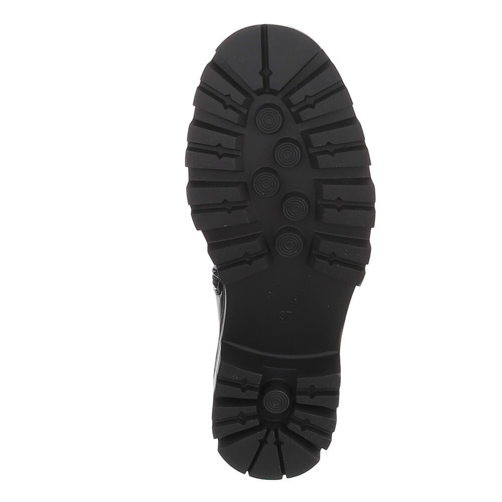 Ital-Design Damen kniehohe Stiefel mit Schnalle und Profilsohle Plateaustiefel (92078609) Blockabsatz Stiefel in Schwarz