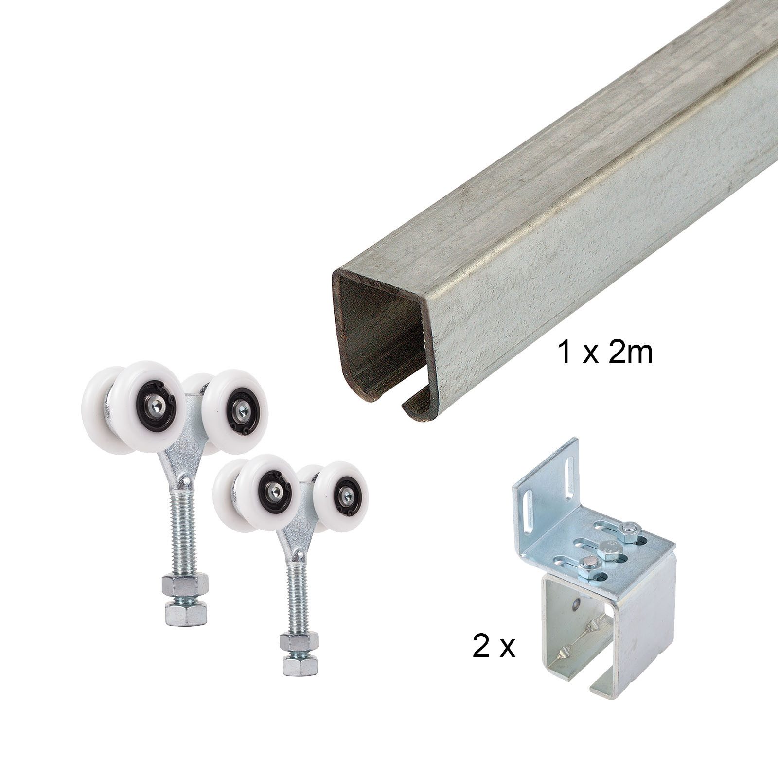 ATTAS Laufschienenprofil Laufwerkset Basic-Line geteilt (Geteilte Lieferung (maximal 2 Meter Schiene am Stück)