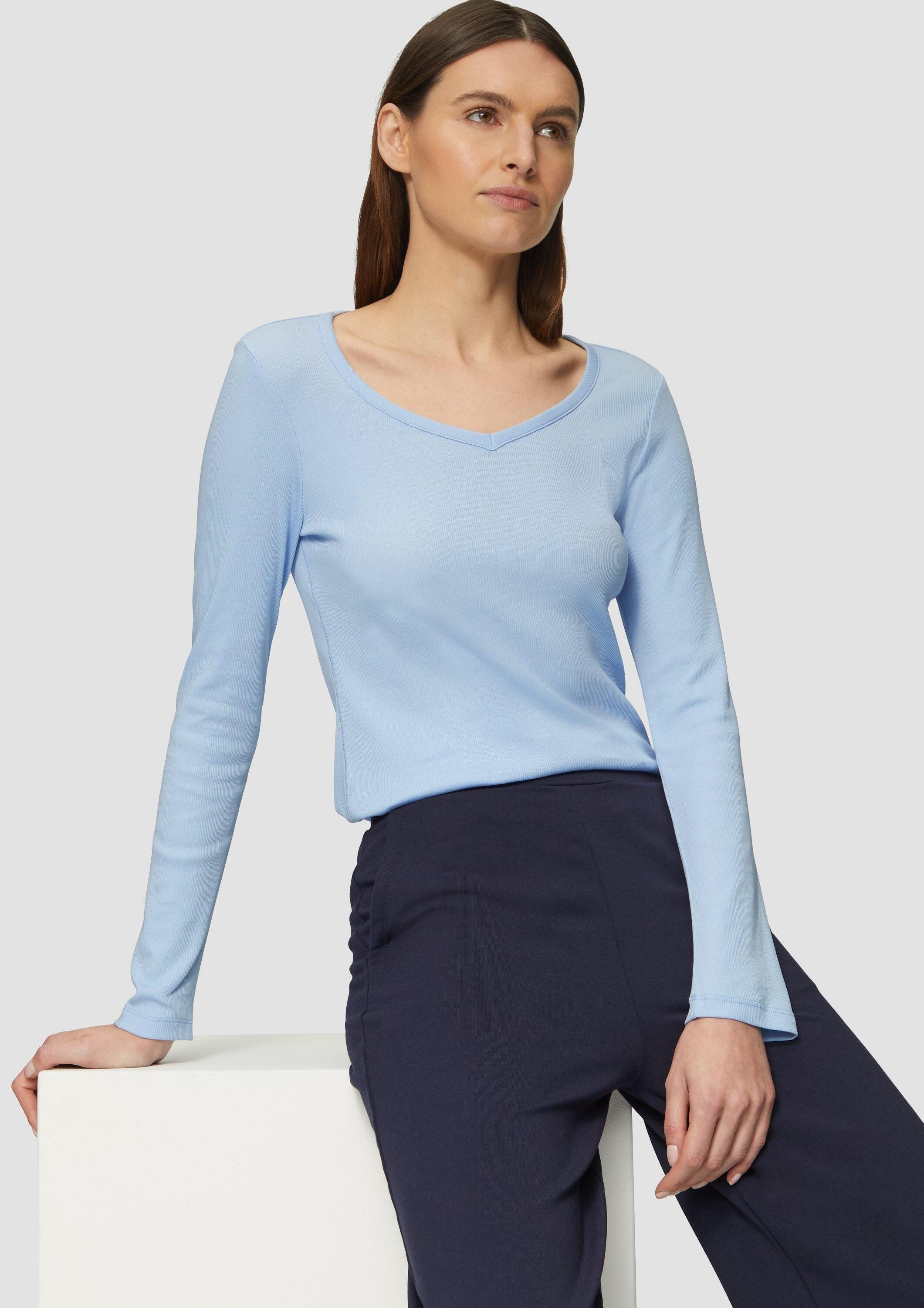 s.Oliver Langarmshirt T-Shirt Feines Jersey-Longsleeve mit Rippstruktur günstig online kaufen