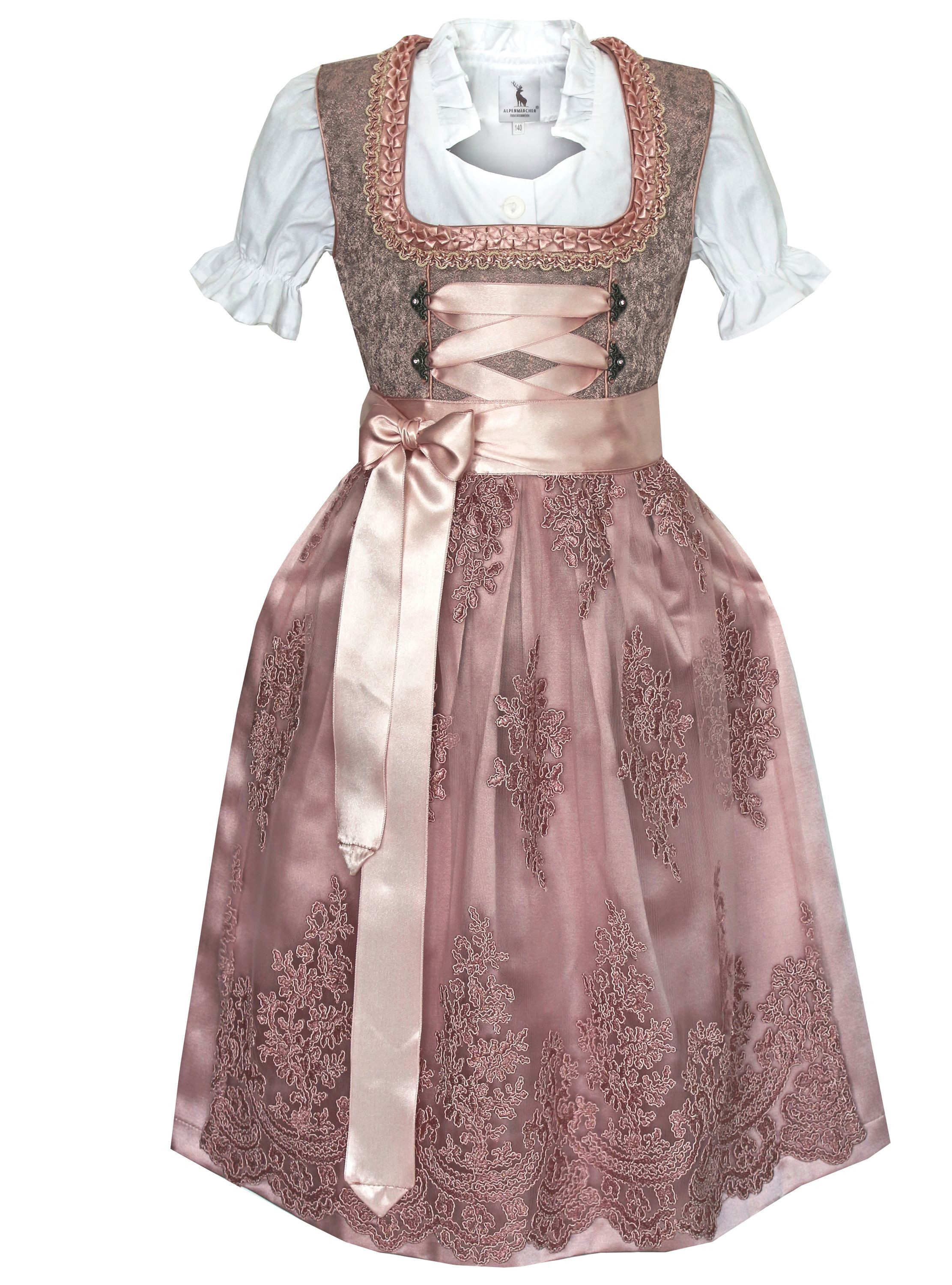 Dirndl Kinderdirndl Rosenblatt in altrosa - ALM-K520