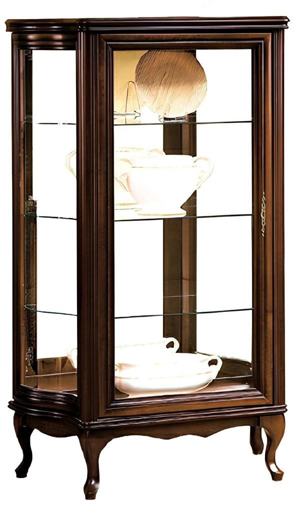 Xlmoebel Vitrine Klassische Schrank Italienische Möbel Vitrinenschrank Braun (1-St., Klassische Vitrine Vitrinenschrank Vitrinen - Model W-W3-4) Hergestellt in Europa