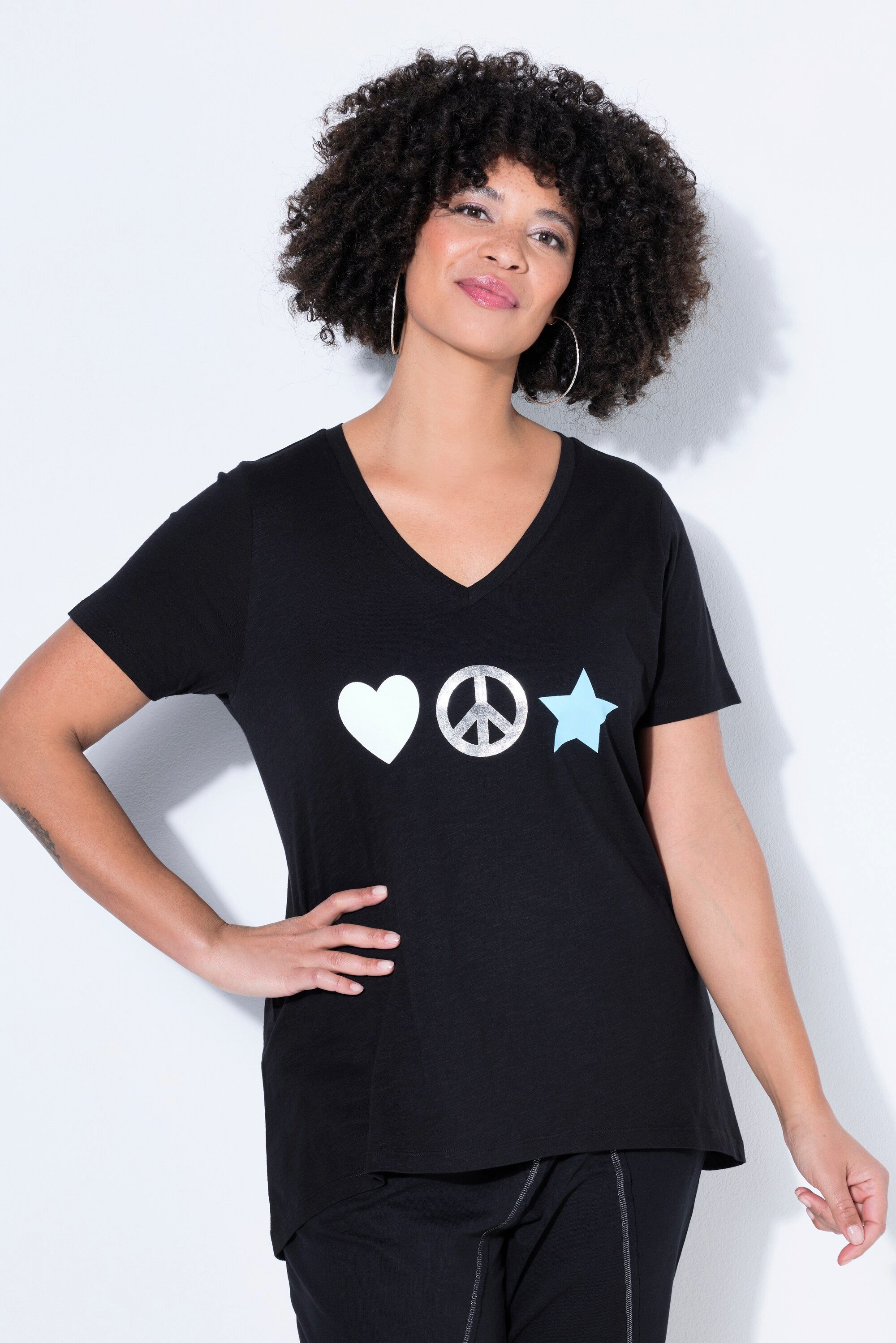 Angel of Style T-Shirt T-Shirt A-Linie Peace-Zeichen Halbarm günstig online kaufen