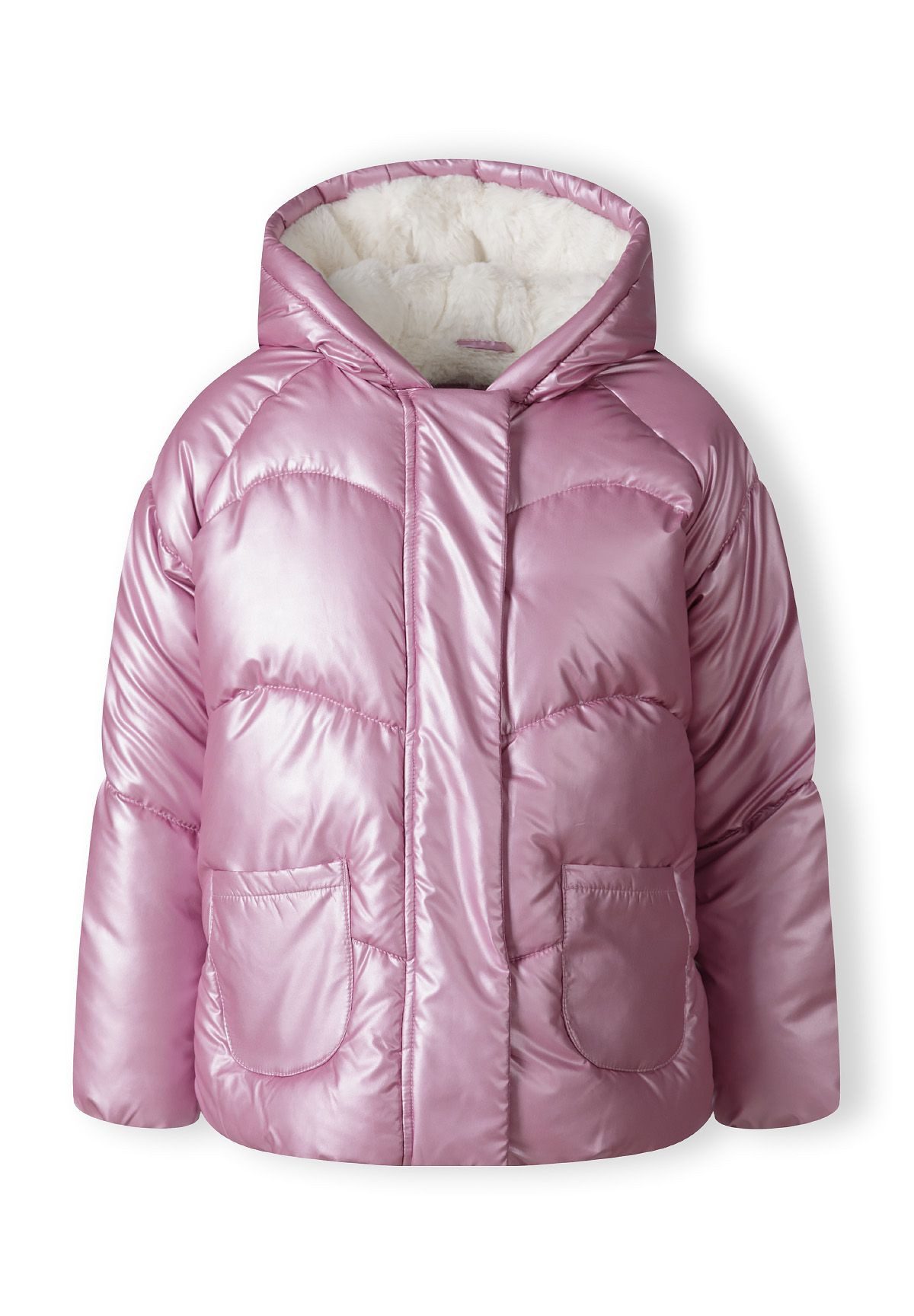 MINOTI Wintermantel Gefütterte Jacke im Matalic-Look, mit Teddyfütter (9m-8y)