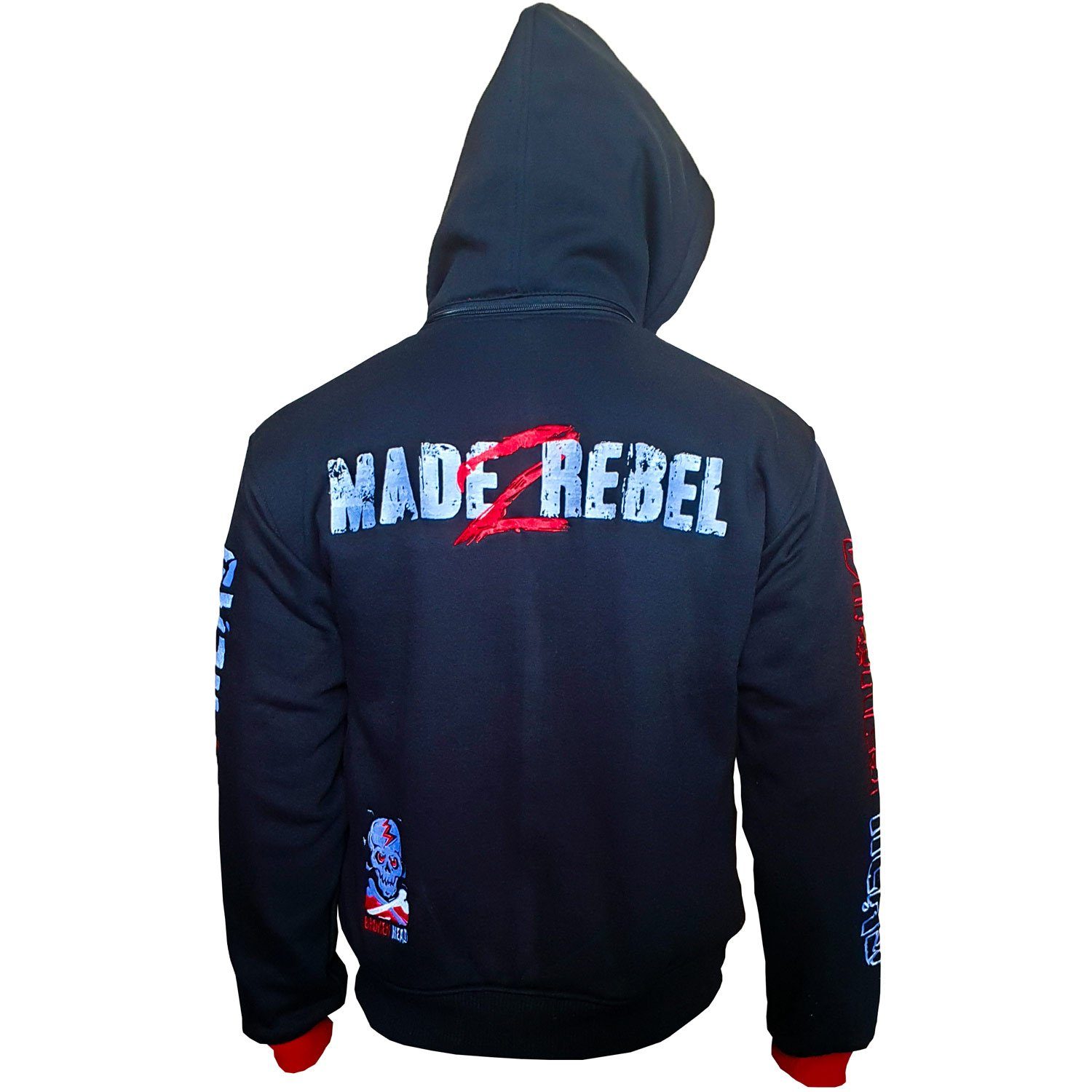 Kapuzensweatjacke Made2Rebel Rot Hoodie mit abnehmbarer Kapuze