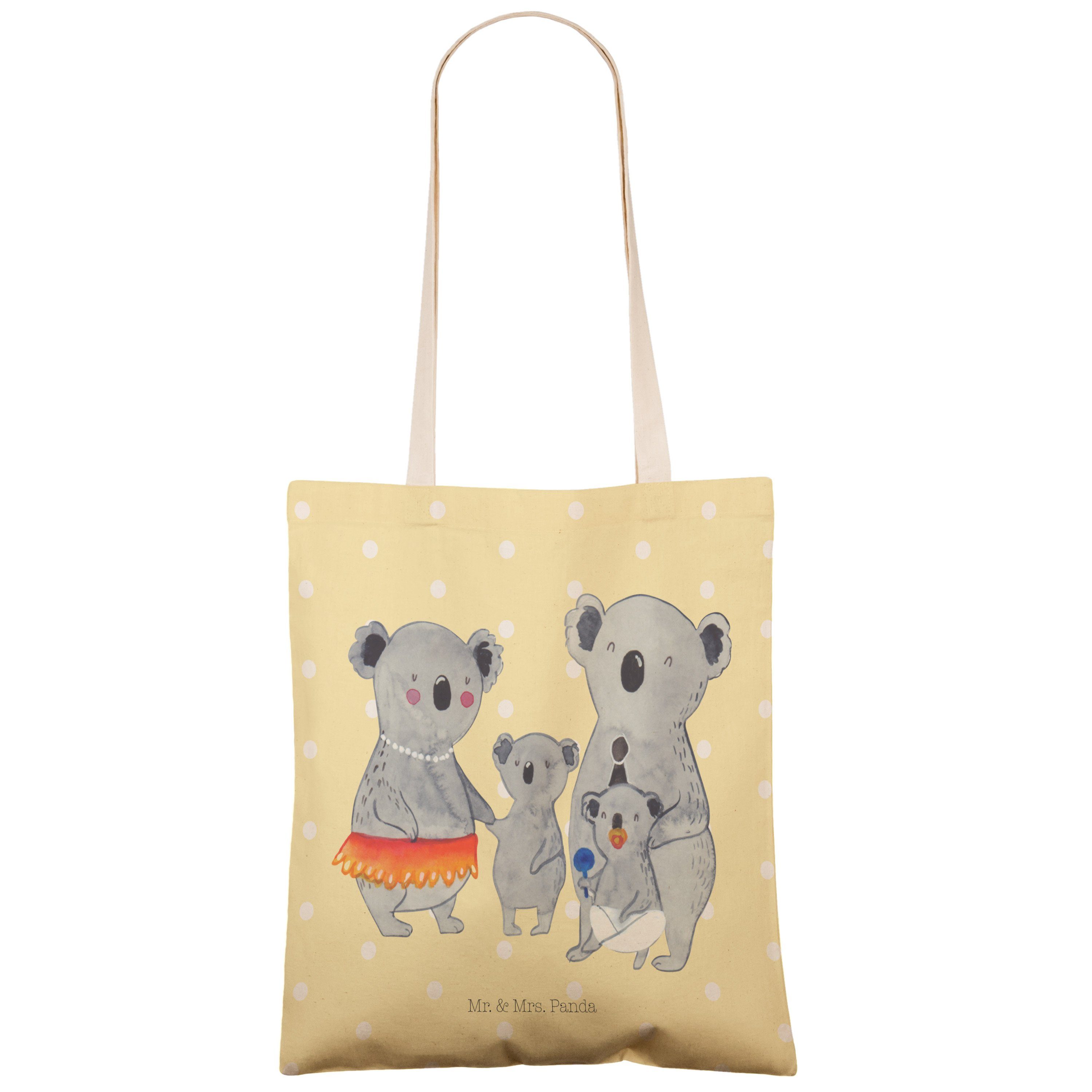 Mr. & Mrs. Panda Tragetasche Familie S (1-tlg) Pastell Muttertag, - Kinder, Tasche, Koala Geschenk, - Gelb