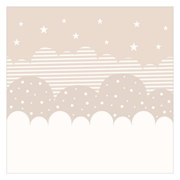 Bilderdepot24 Kindertapete Wolken Sterne Kinder Himmel beige moderne Wanddeko XXL, Glatt, Matt, (Inklusive Gratis-Kleister oder selbstklebend), Mädchenzimmer Jungenzimmer Babyzimmer Bildtapete Fototapete Wandtapete