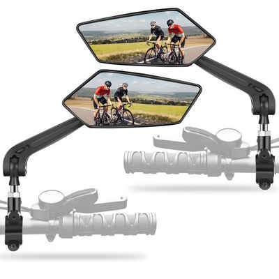 oyajia Fahrradspiegel 2 Stück Fahrradspiegel (rechts+links) mit extra großer Spiegelfläche (360° verstellbarer Fahrrad Spiegel, für E-Bike & E-Scooter Lenker, schlagfestes Echtglas), schlagfestes Echtglas, 360° verstellbarer Fahrrad Spiegel