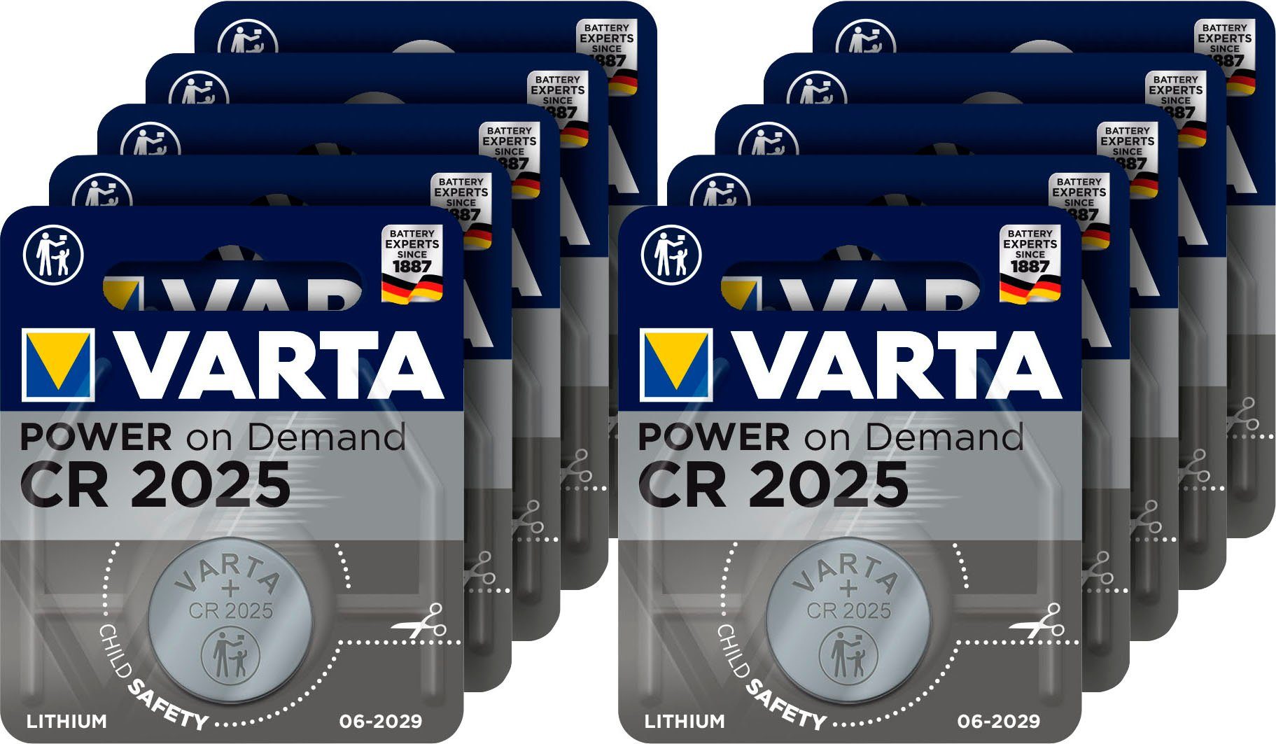 VARTA »5x Varta CR2025 Lithium Batterie - 3V Knopfzellen im Blister«  Batterie