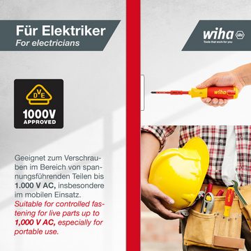 Wiha Schraubendreher LiftUp electric (41234) - 6 tlg., slimBits für Elektriker, Bithalter, Schlitz, Kreuzschlitz, Plusminus