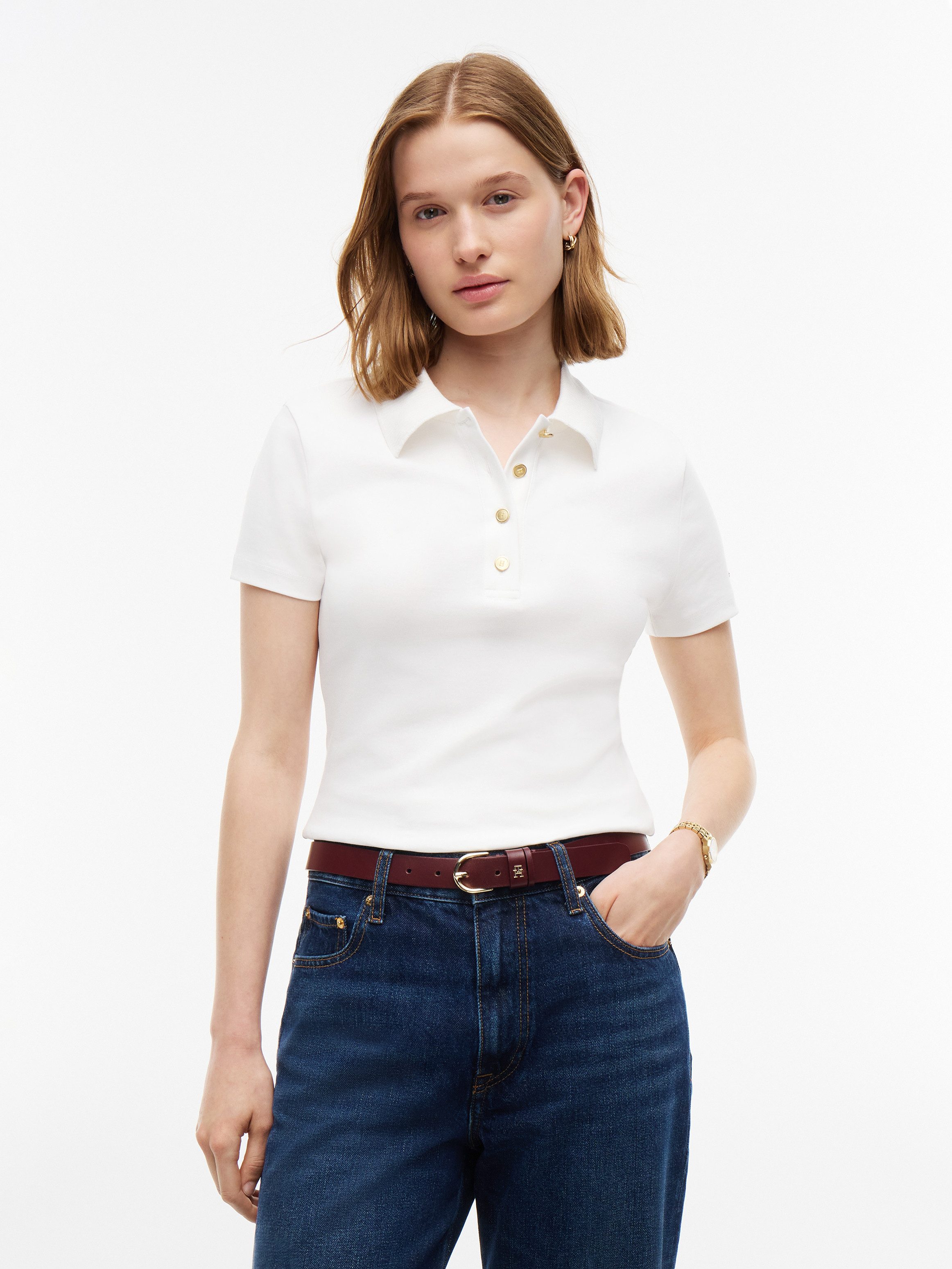 Tommy Hilfiger Poloshirt GOLD BUTTON REG S/S POLO Baumwolle