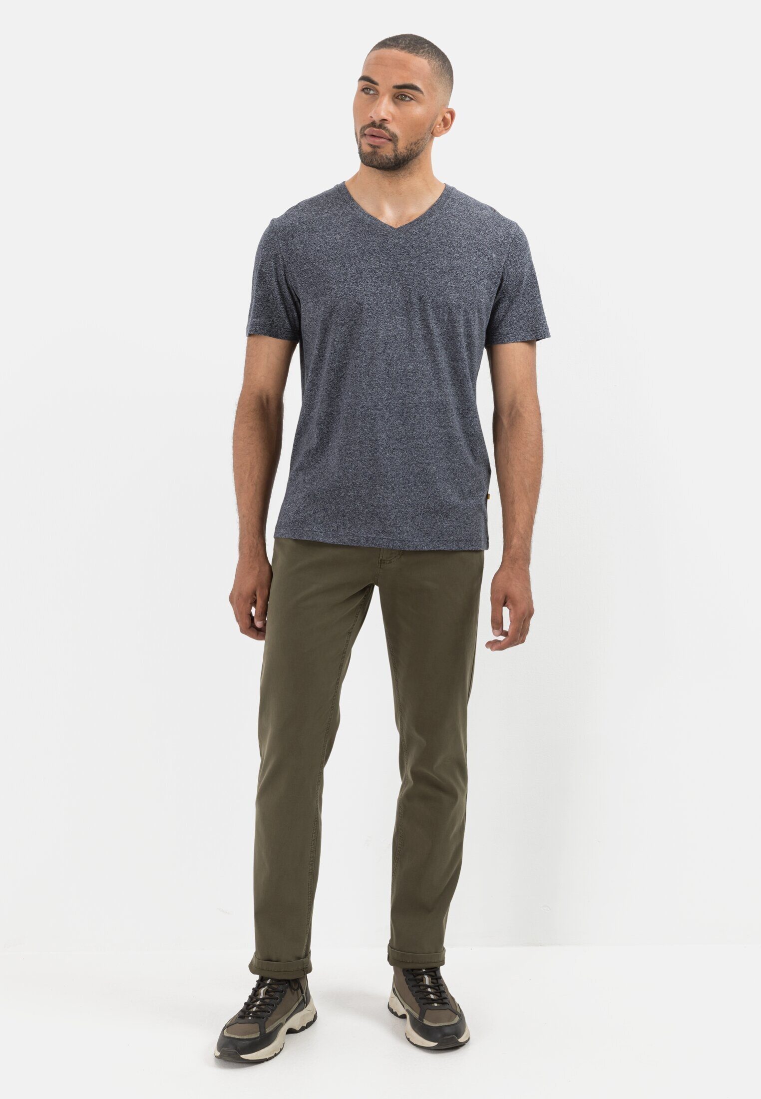 camel active T-Shirt Kurzarm T-Shirt aus biologischer Baumwolle Kurzarm