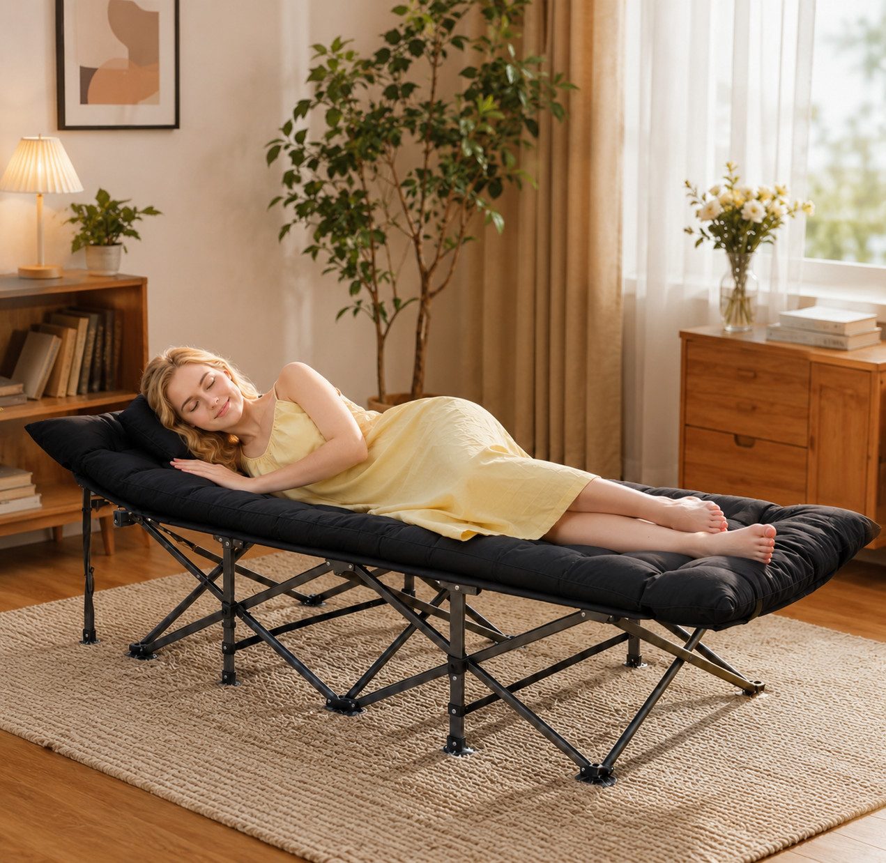 Toomoke Klappbett Klappbett mit Matratze 188×71 cm – Komfortables Gästebett bis 200 kg (faltbares Feldbett für Erwachsene) Campingbett mit Tragetasche für Zuhau – Bild 2 von 5