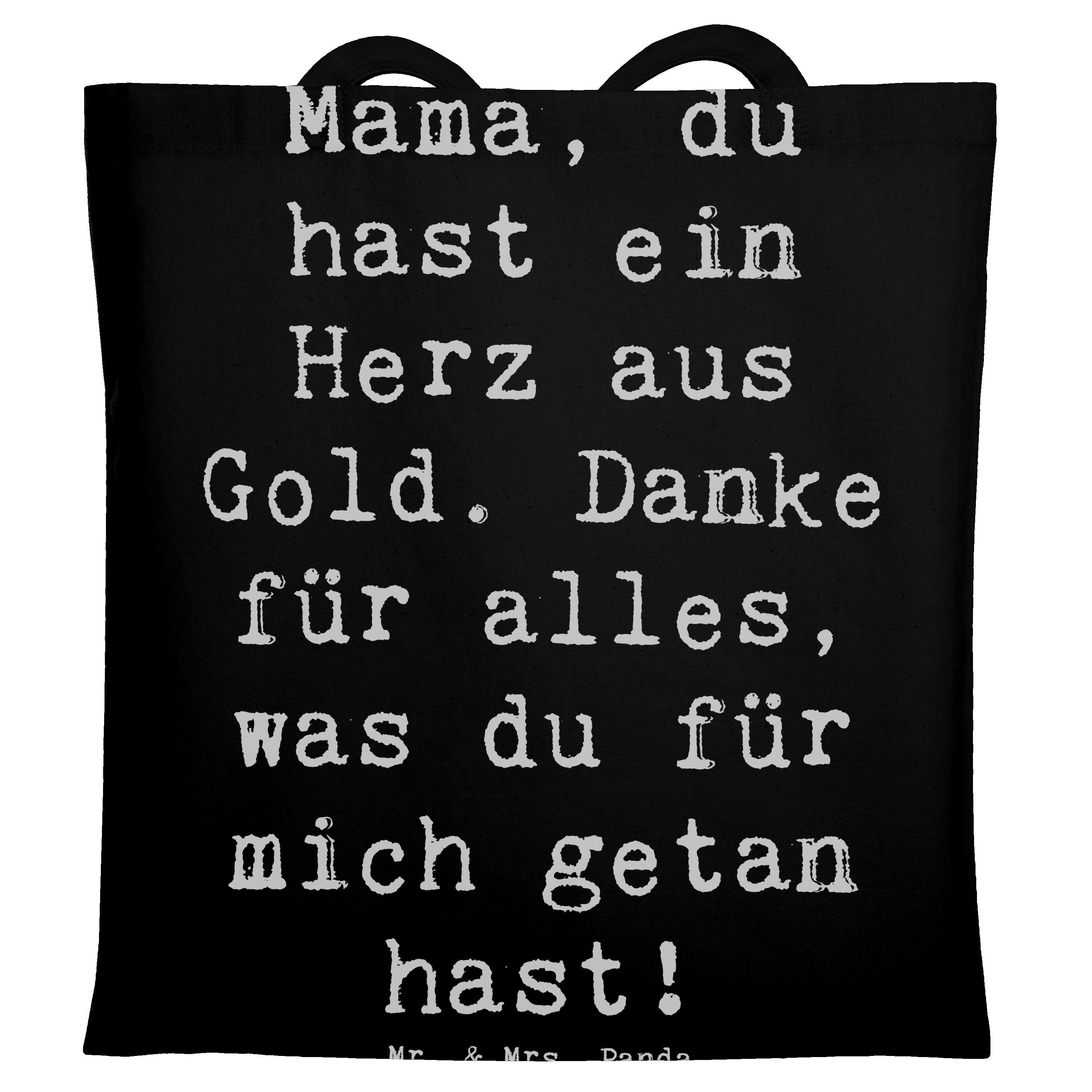 Tragetasche Mama Herz Gold - Schwarz - Geschenk, Wertschätzung, beste Mama, Bedan