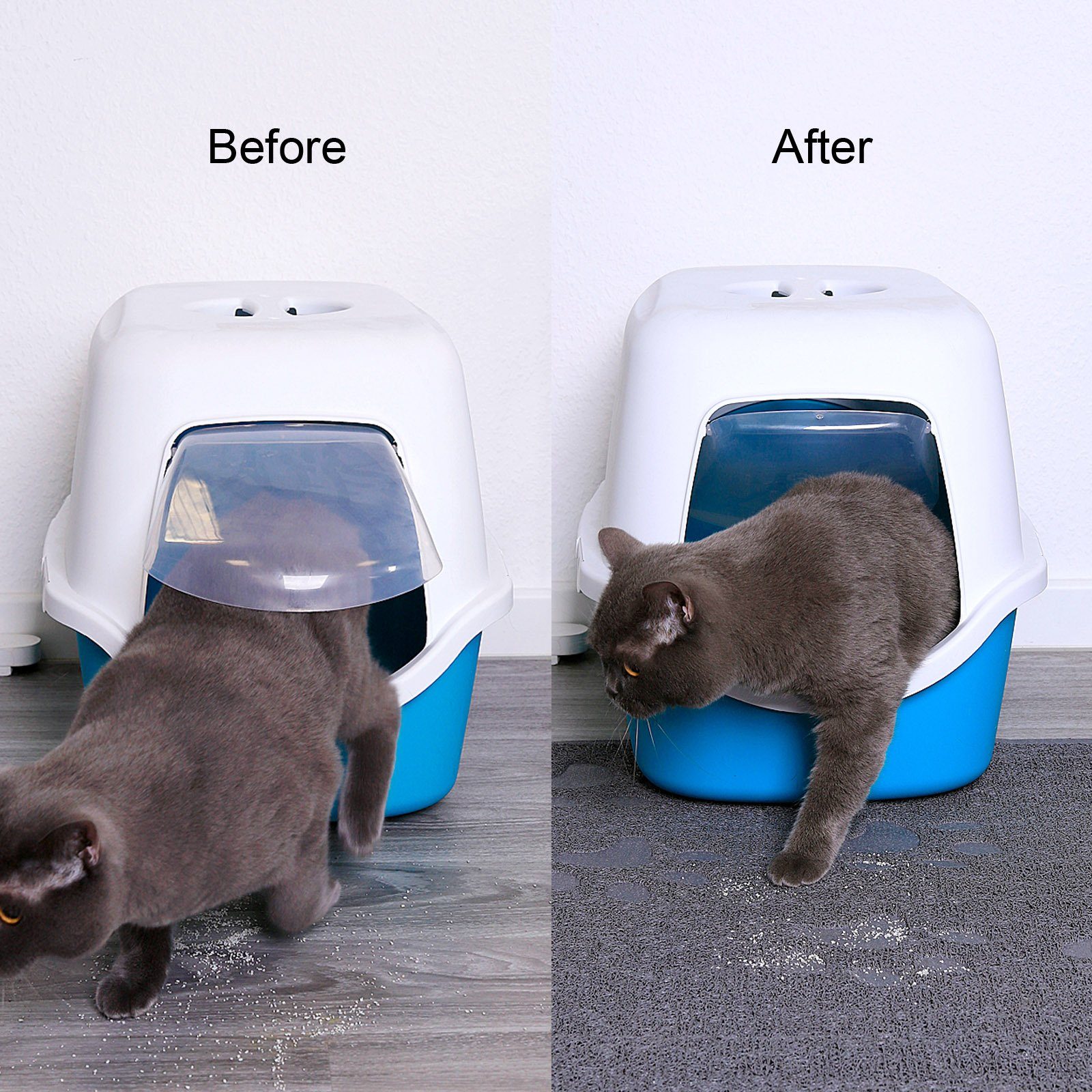 lionto Katzentoilette Vorleger, hygienische Katzenstreumatte, abwischbar & rutschfest, grau