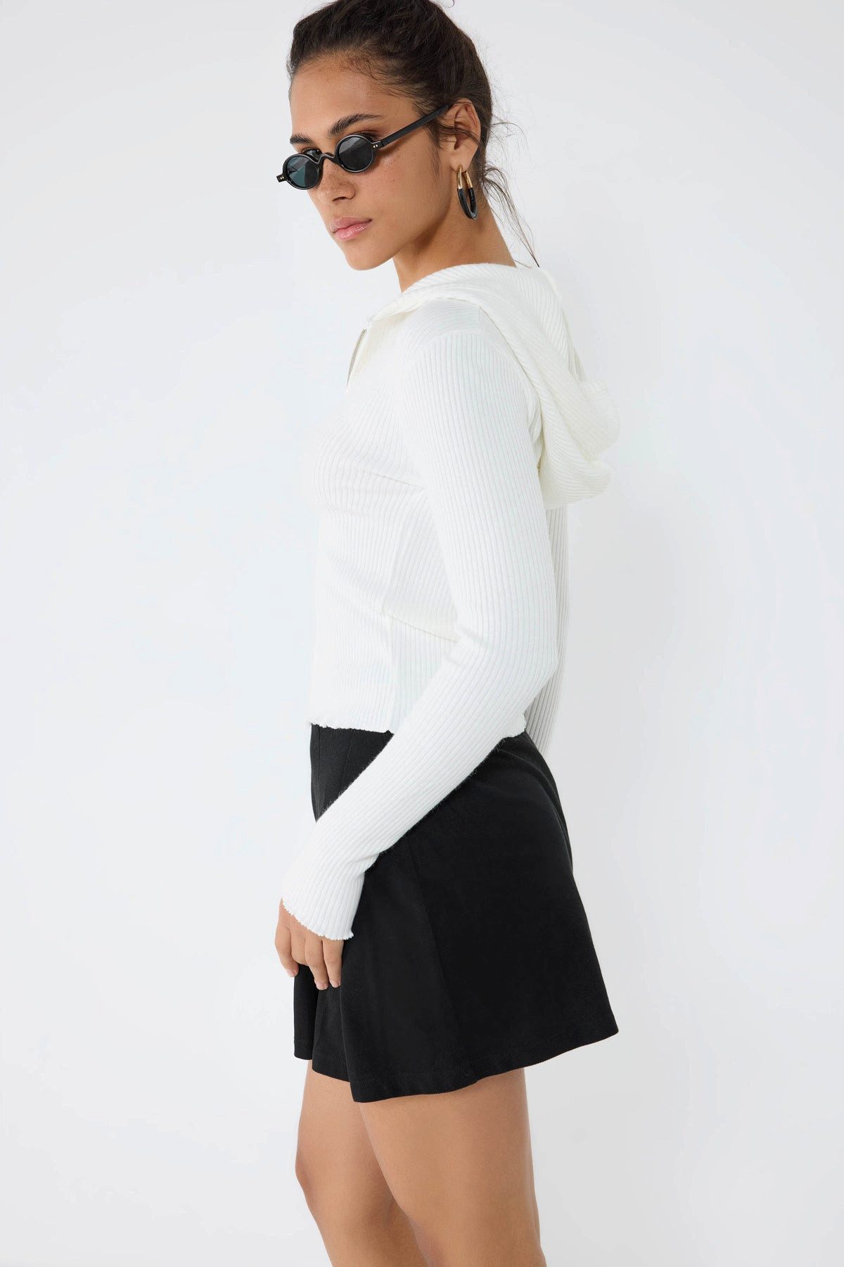 No Matter What Cardigan Ecru Kapuzen-Zip-Strickjacke günstig online kaufen