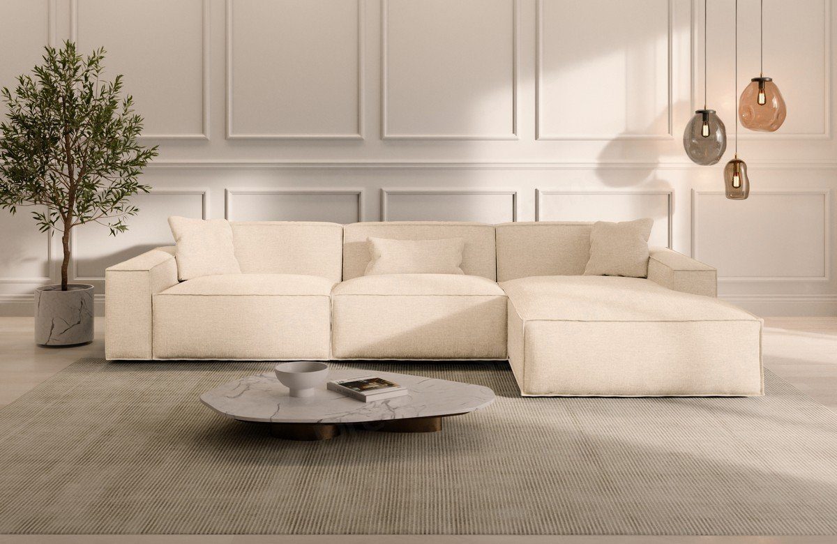 Sofa Dreams Ecksofa Strukturstoff Sofa Polsterecksofa Formenta L Kurz Eckcouch Stoffsofa, Loungesofa