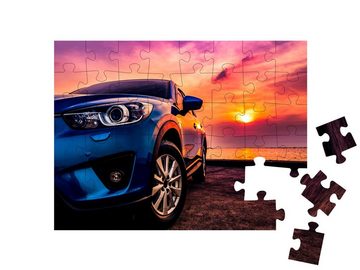 puzzleYOU Puzzle Parkplatz am Strand im Sonnenuntergang, 48 Puzzleteile, puzzleYOU-Kollektionen Autos