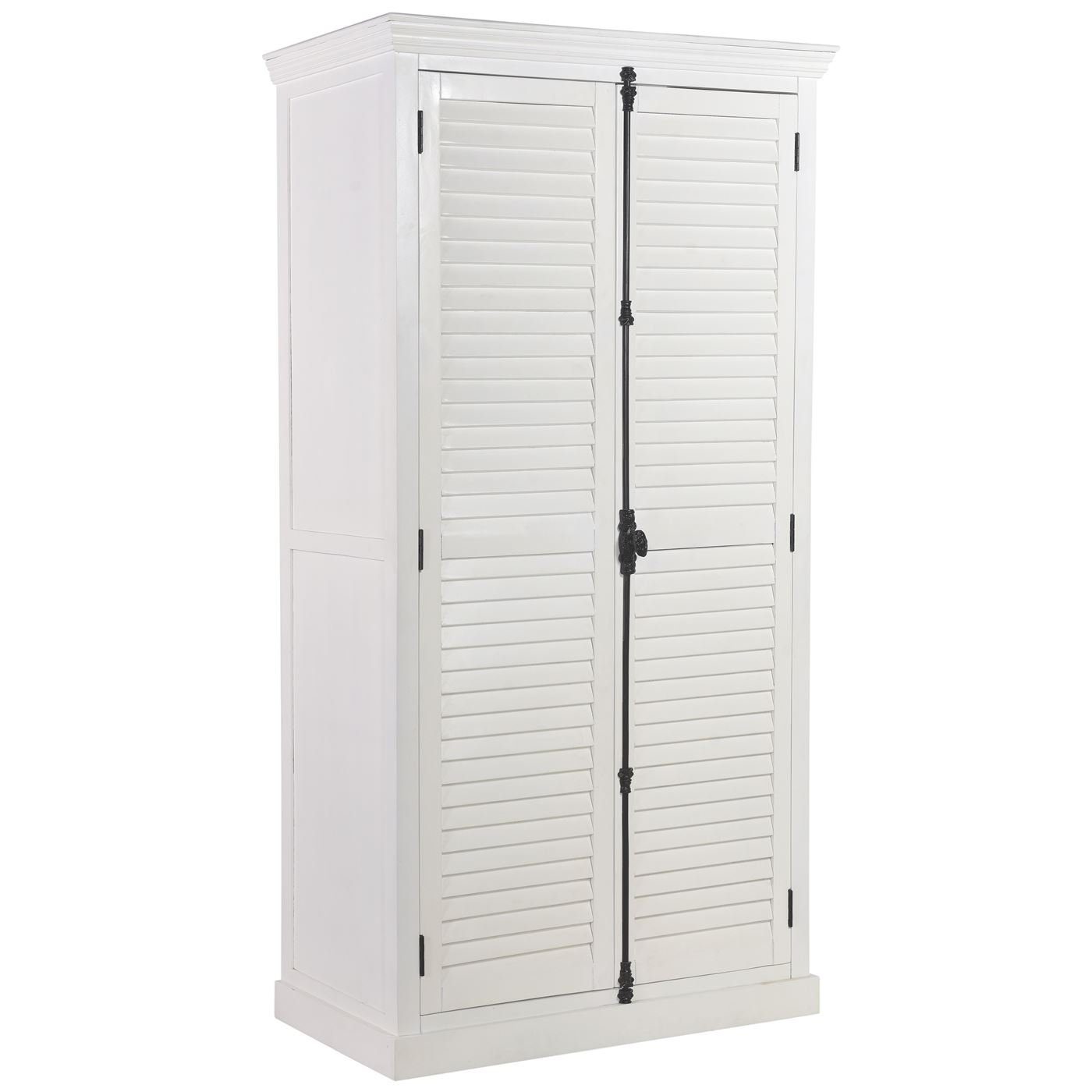 Kleiderschrank massiv Kleiderschrank Garderobe baario 110cm Lamellenschrank Shabby GUER weiss