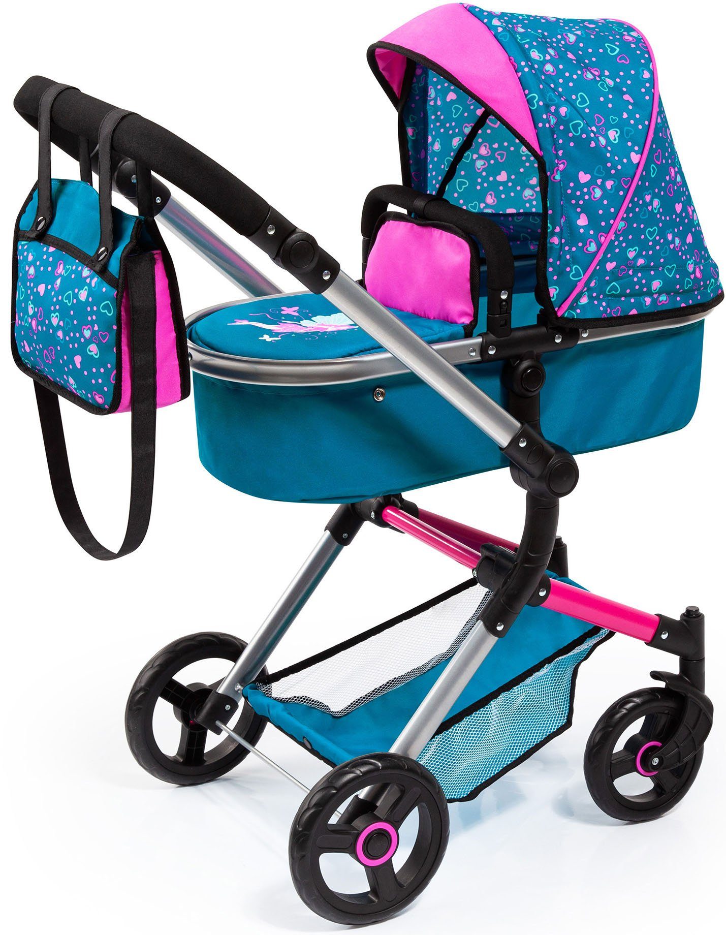 Image of Bayer Kombi-Puppenwagen »Vario, türkis«, mit Wickeltasche