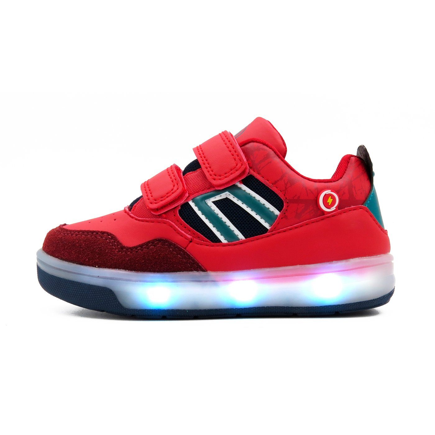 BREEZY LIGHT Breezy Sneaker Schuhe mit Material, LED LED atmungsaktive 2196091 Klettverschluss Atumgsaktiv Sneaker Leuchtsohle, Leuchtsohle
