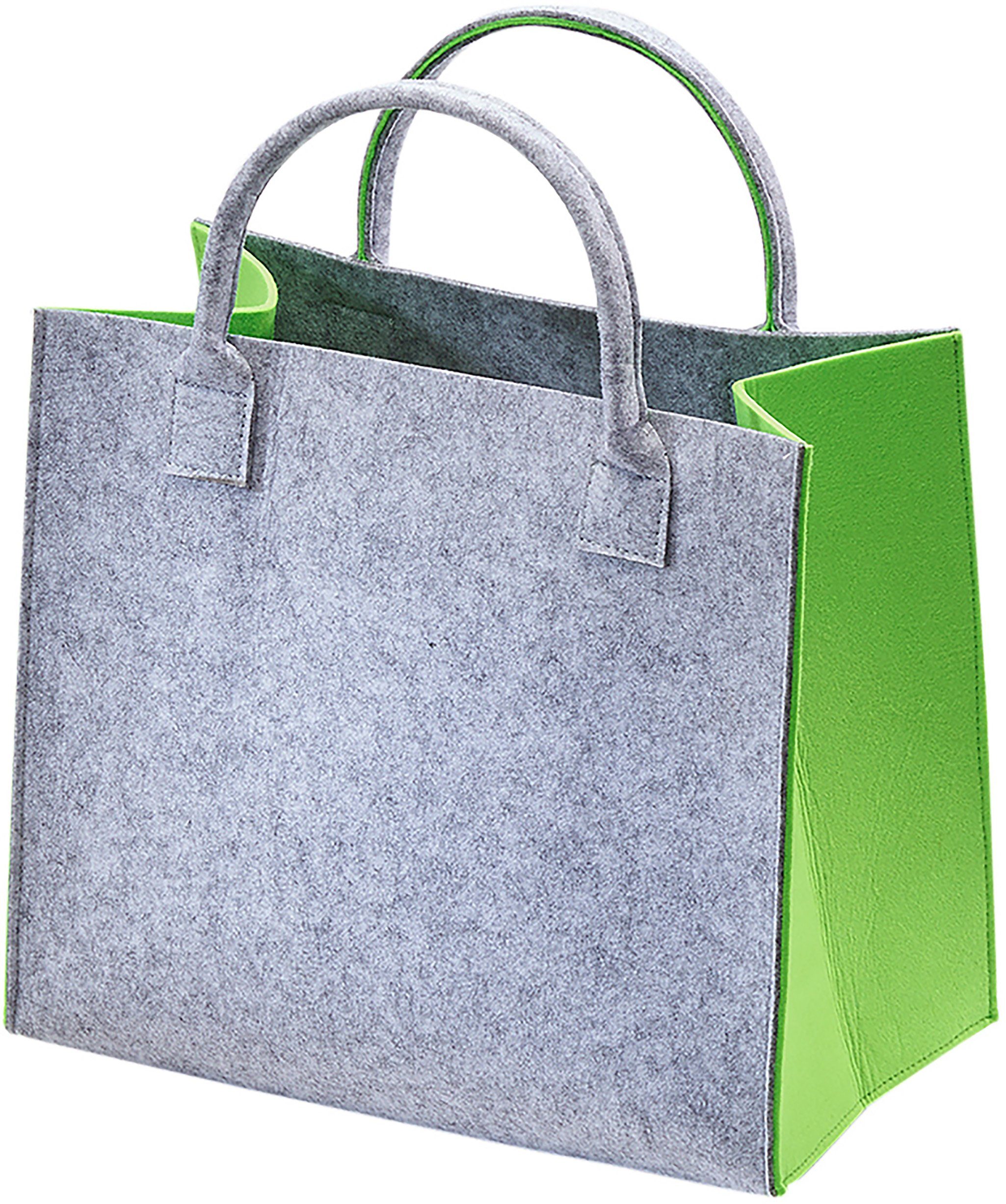 Kobolo Einkaufsshopper Filztasche hellgrau mit grünen günstig online kaufen