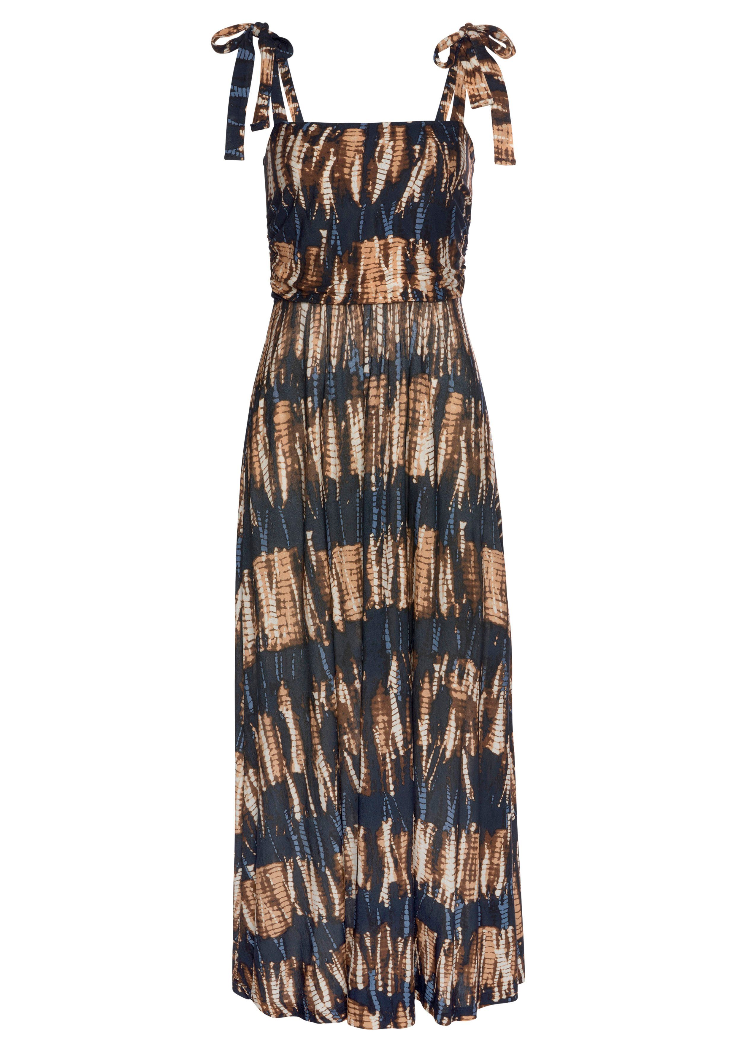Buffalo Maxikleid mit Trägern zum Knoten im Alloverprint, Sommerkleid, Stra günstig online kaufen