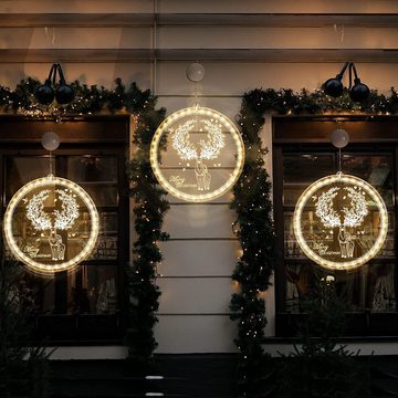 GelldG Fensterleuchter Weihnachten Fenster Lichter Indoor Hängende 3D Lichter