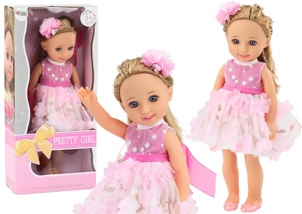 Wisam Lernspielzeug Puppe Rosa Kleid Langes Haar Haarnadelbürste 38cm