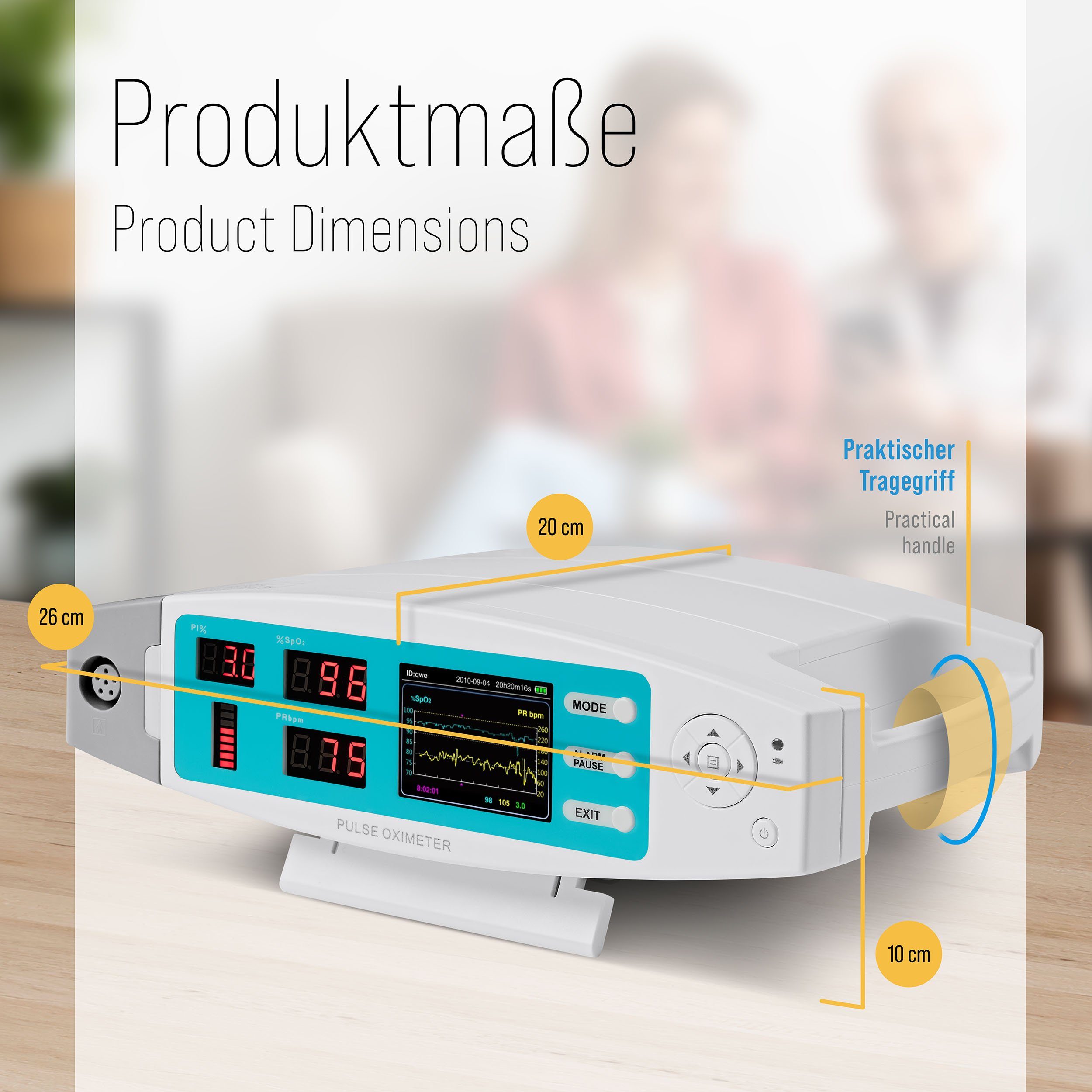 pulox Pulsoximeter PO-900 Stationäres Pulsoximeter mit Alarmfunktion und Software
