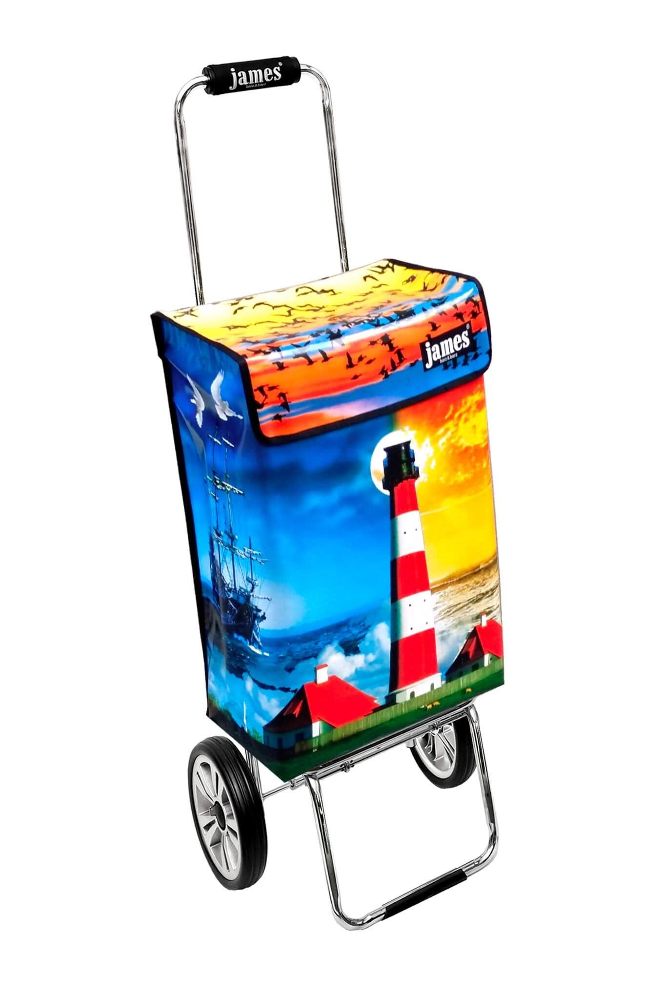 james Einkaufstrolley LIGHTHOUSE - stabiler Einkaufswagen mit individuellem Design, Handmade in Austria - Einkaufsbegleiter mit viel Stauraum - trägt 40kg
