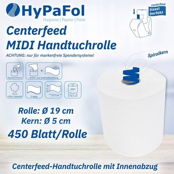 Hypafol Papierhandtuch geprägte Papierhandtuchrolle, 2-lagig, Zellstoff, Ø19 cm, 6 Rollen (1-St), Innen- und Aussenabwicklung