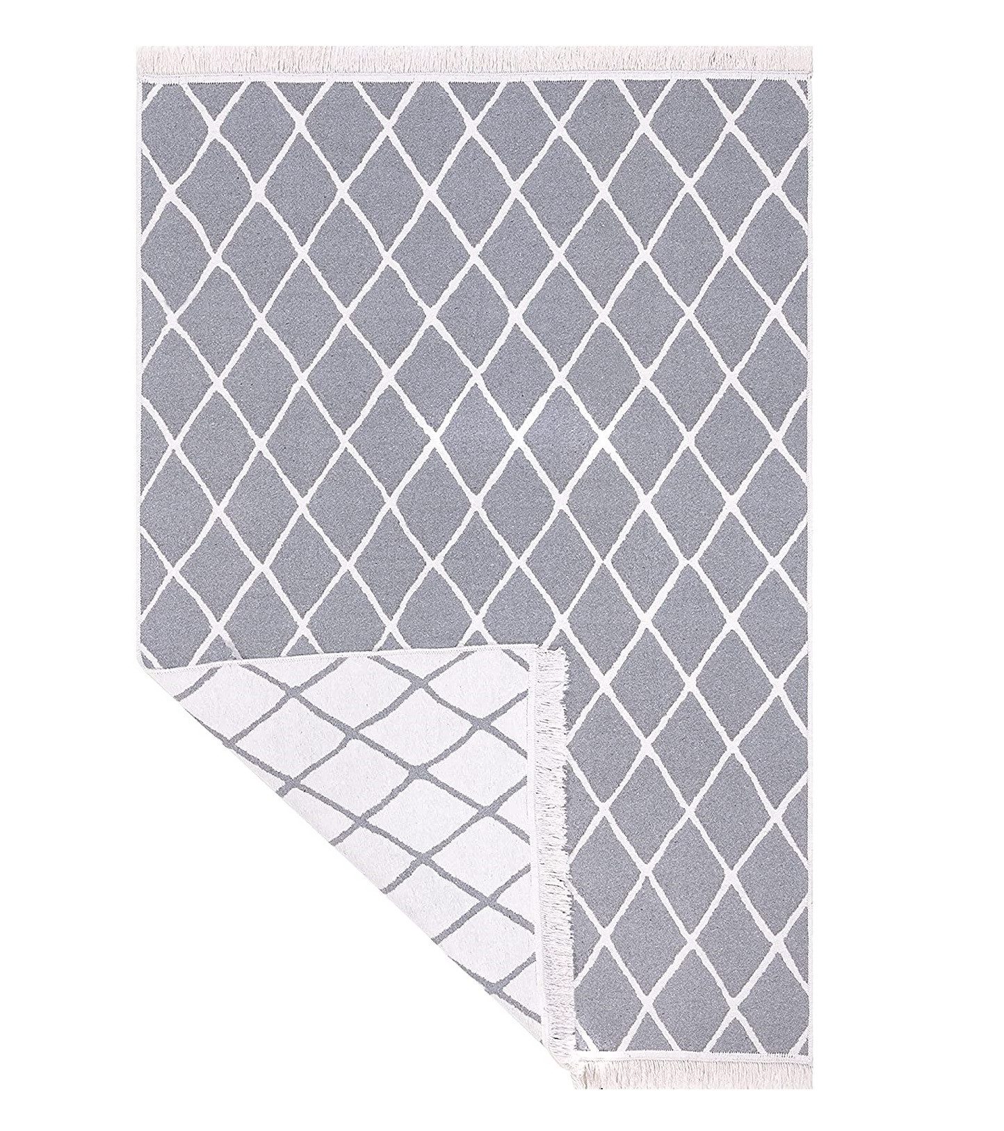 Vimoda Teppich Waschbarer Teppich Wendbar Grau Modern, Rechteckig, Wendbar Läufer Beidseitig