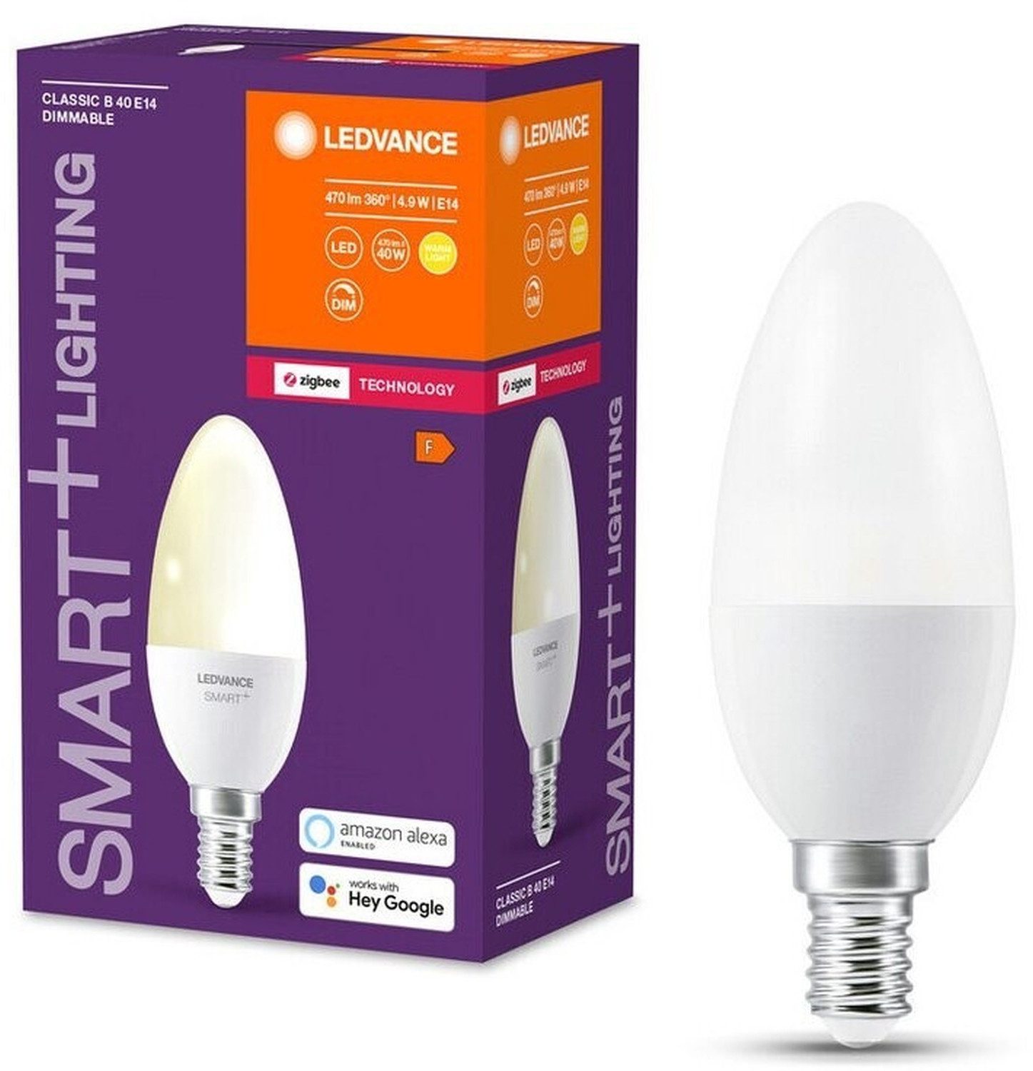 Ledvance LED-Leuchtmittel SMART+ ZigBee Classic LED Lampe, E14, warmweiß, stilvolle Wahl für dekorative Fassungen