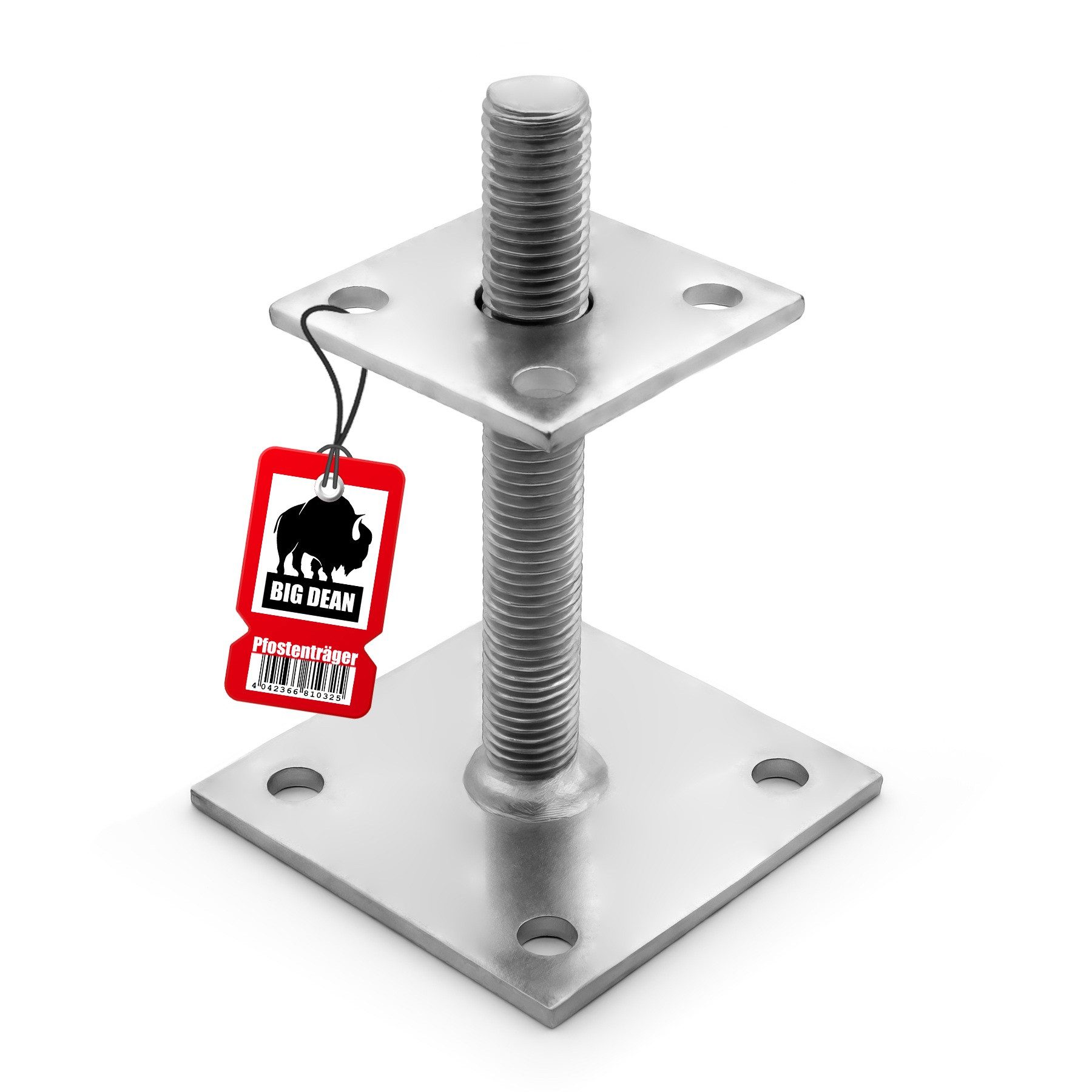 BigDean Pfostenträger Aufschraubbar Höhenverstellbar Verzinkt Korrosionsresistent, für 70mm Pfosten, Längen der Träger 30-150mm und 150-190mm, Aufschraubmontage, (Packung, 1-St., Pfostenträger), Flexibel höhenverstellbar, Praktische Aufschraubmontage, Verzinkt