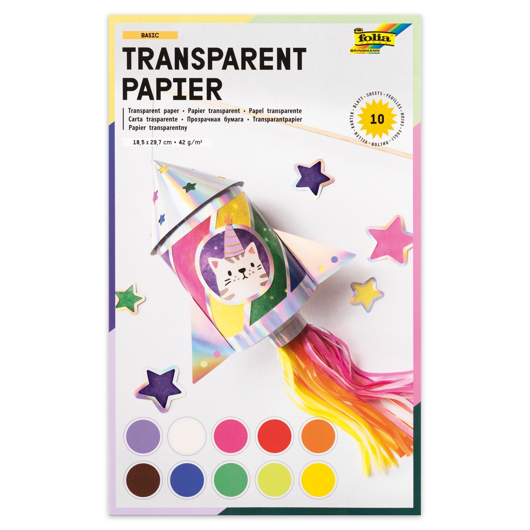 Folia Transparentpapier folia Transparentpapiermappe, 185 x 297 mm, 10 Blatt