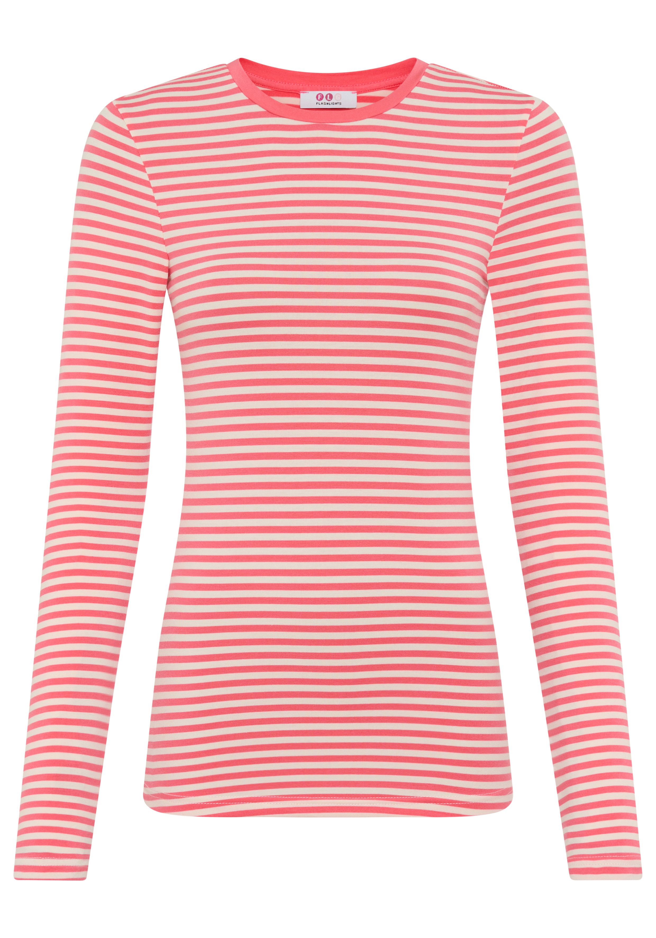 Flashlights Longsleeve hüftlange Schnittform, mit Rundhalsausschnitt, gestreifte Optik. Reduzierter Preis € 16,99. Unverbindliche Preisempfehlung € 24,99, (€ 16,99 pro 1 Stk)